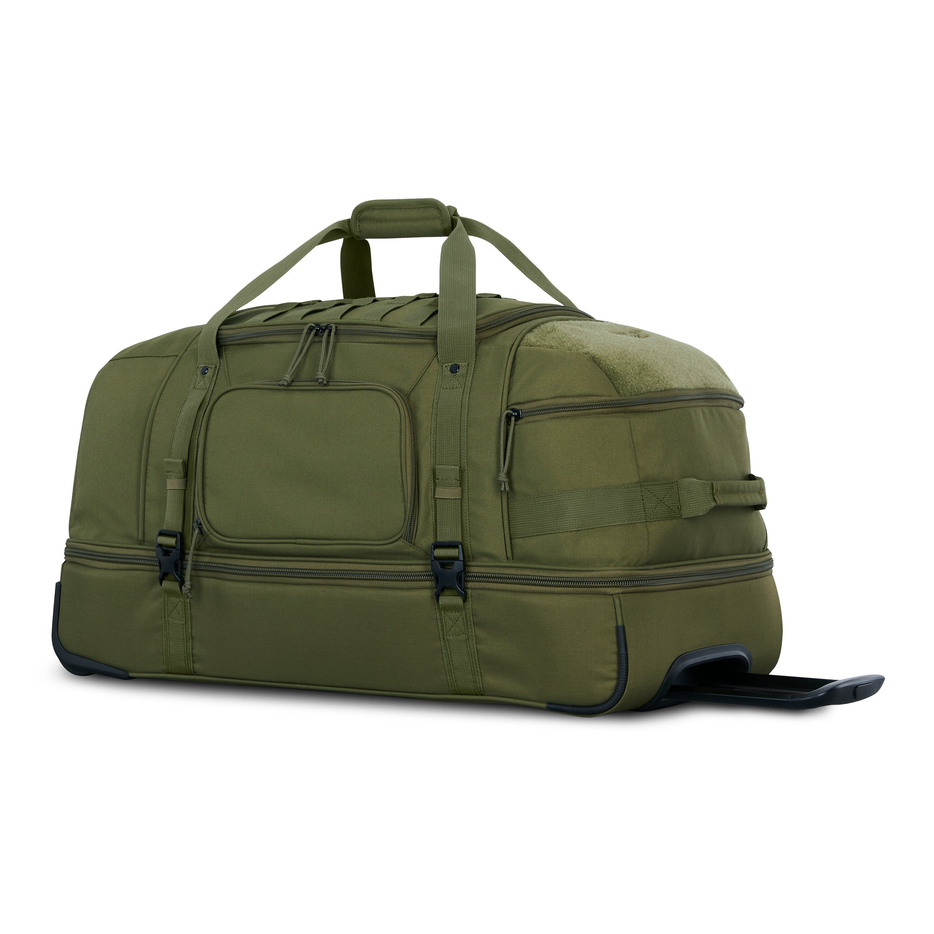 High Sierra Pathsetter Large Wheeled Duffel in Moss — angle view 1