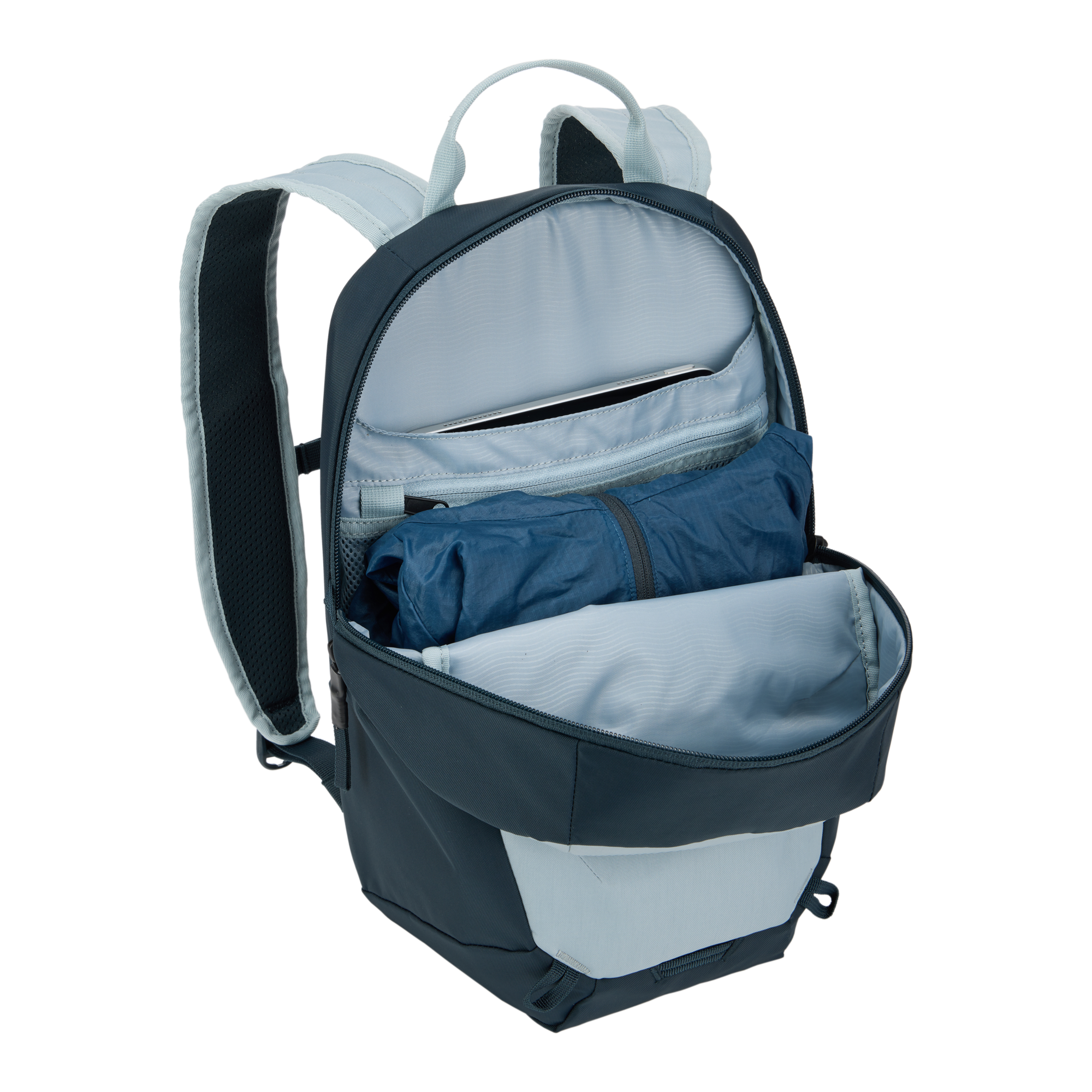 Thule EnRoute Backpack 12L in Soft Blue/Darkest Blue — interior view # color_Soft Blue/Darkest Blue