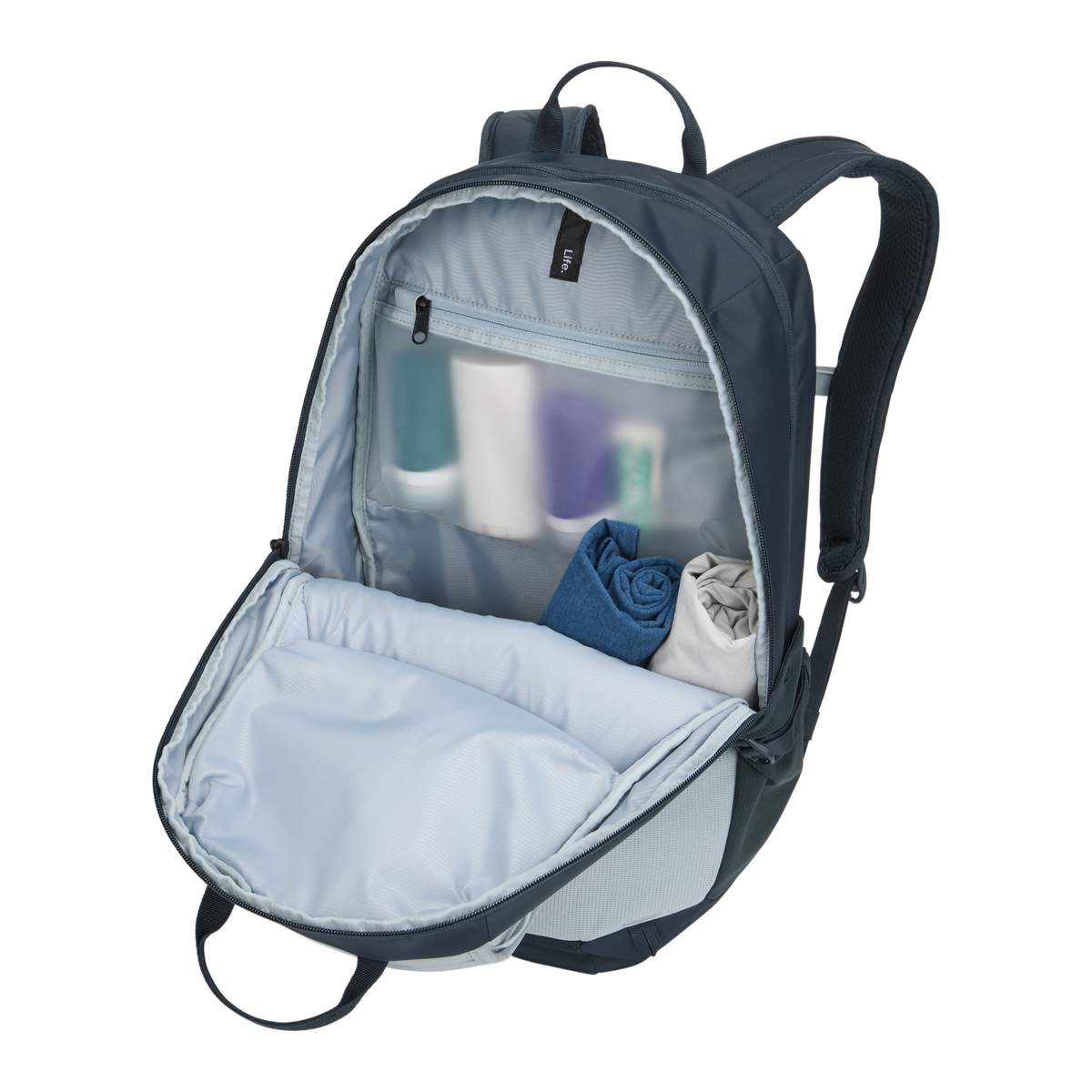 Thule EnRoute Backpack 26L in Soft Blue/Darkest Blue — interior view