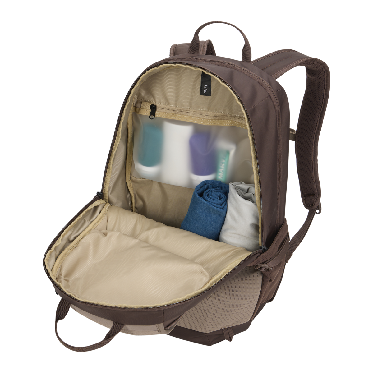 Thule EnRoute Backpack 26L in Tinted Taupe/Nuanced Brown — interior view