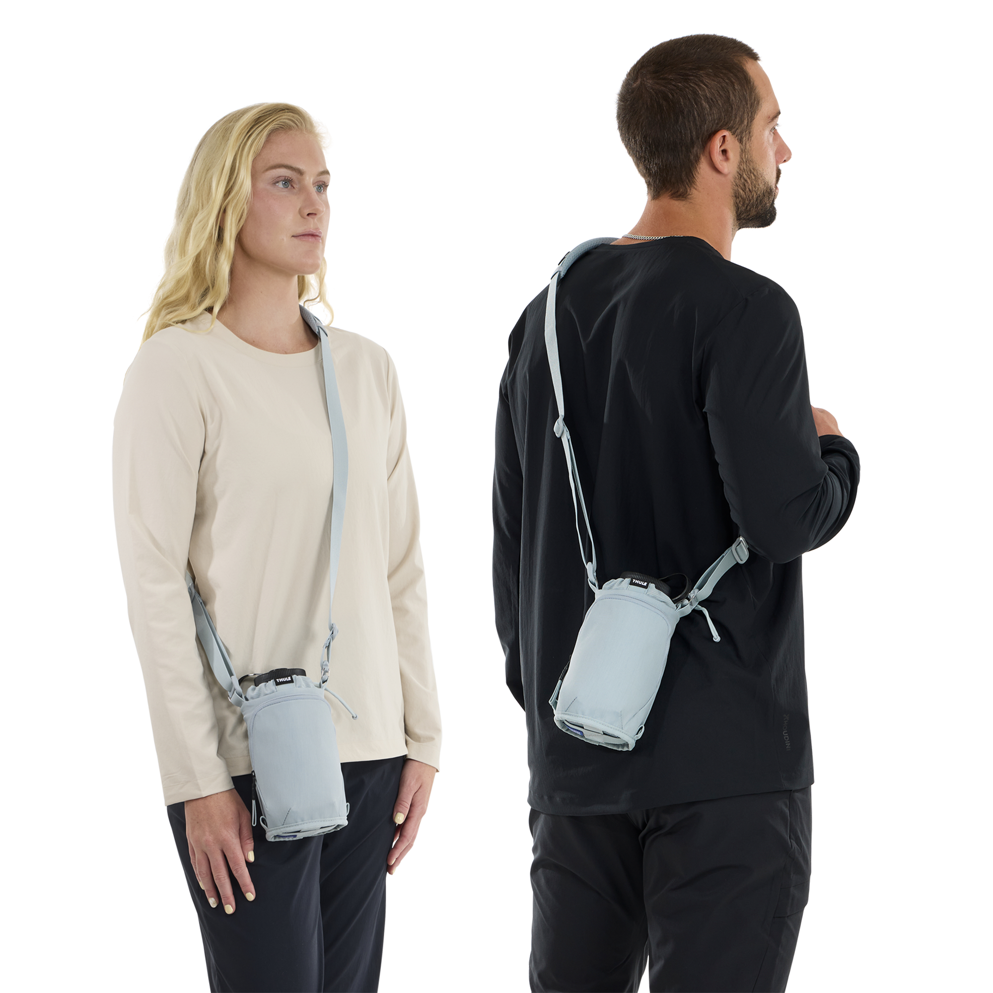 Thule EnRoute Water Bottle Holder in Soft Blue/Darkest Blue — lifestyle # color_Soft Blue/Darkest Blue