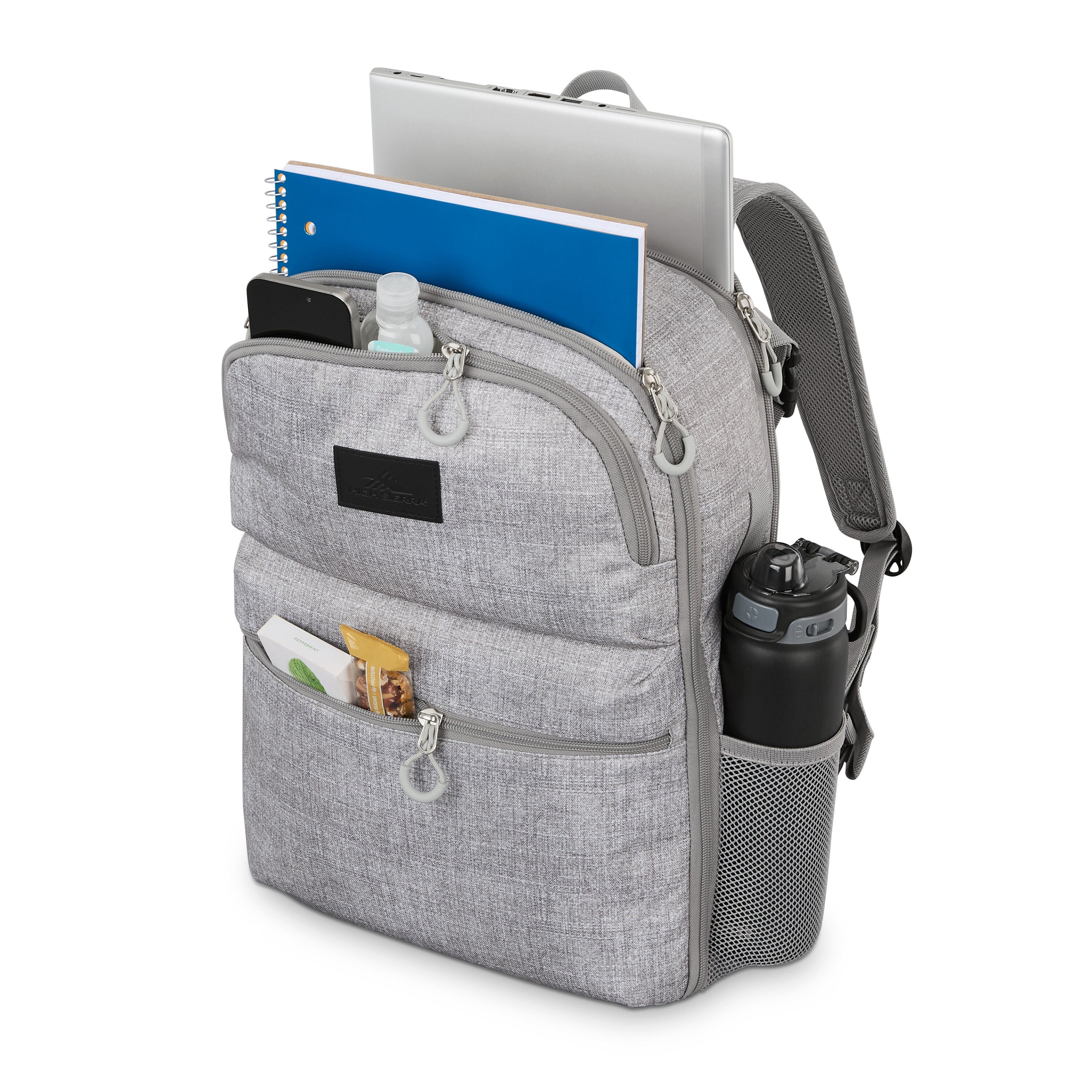 High Sierra Adaptive Backpack in Silver Heather — interior view