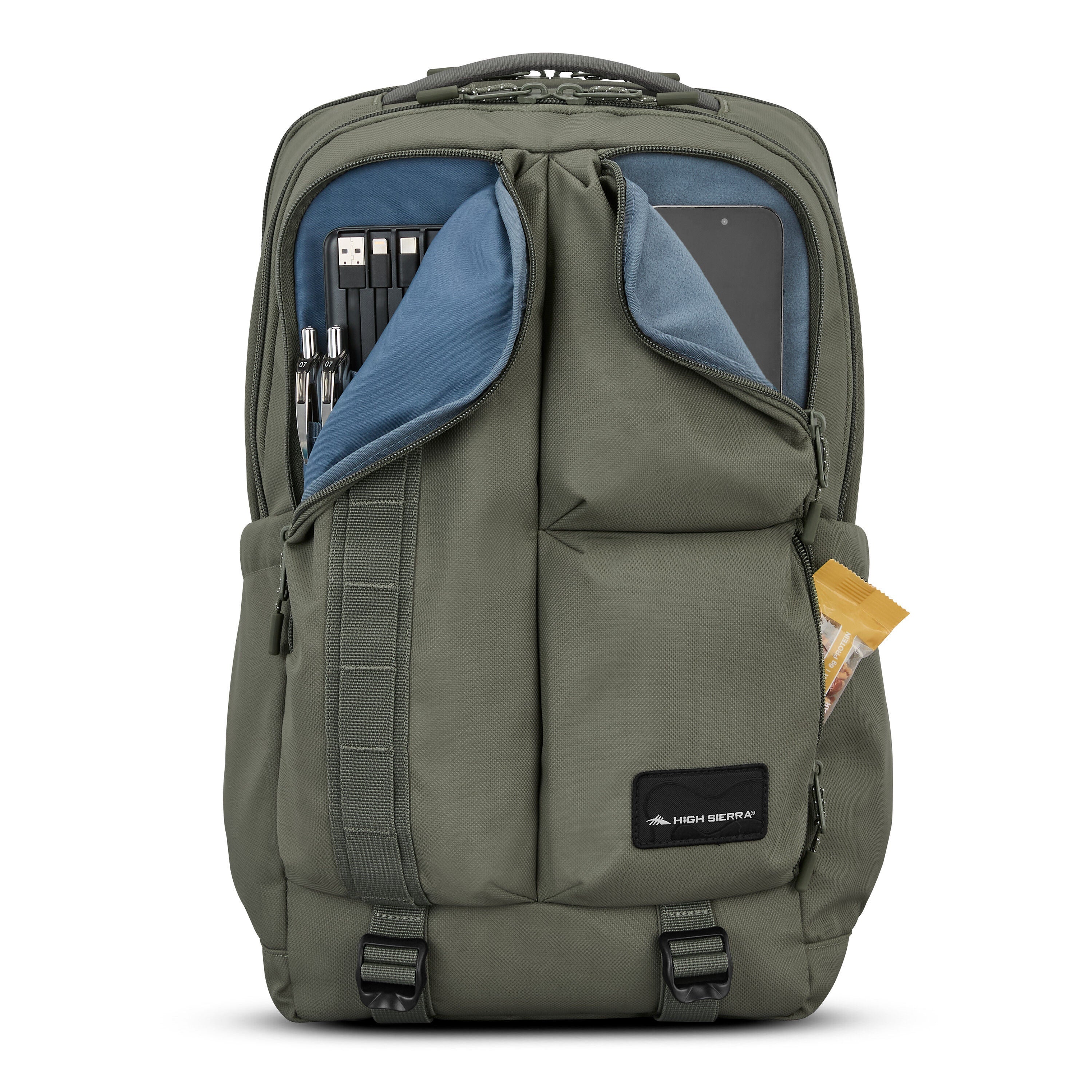High Sierra Lineage Backpack in Olive — angle view 1