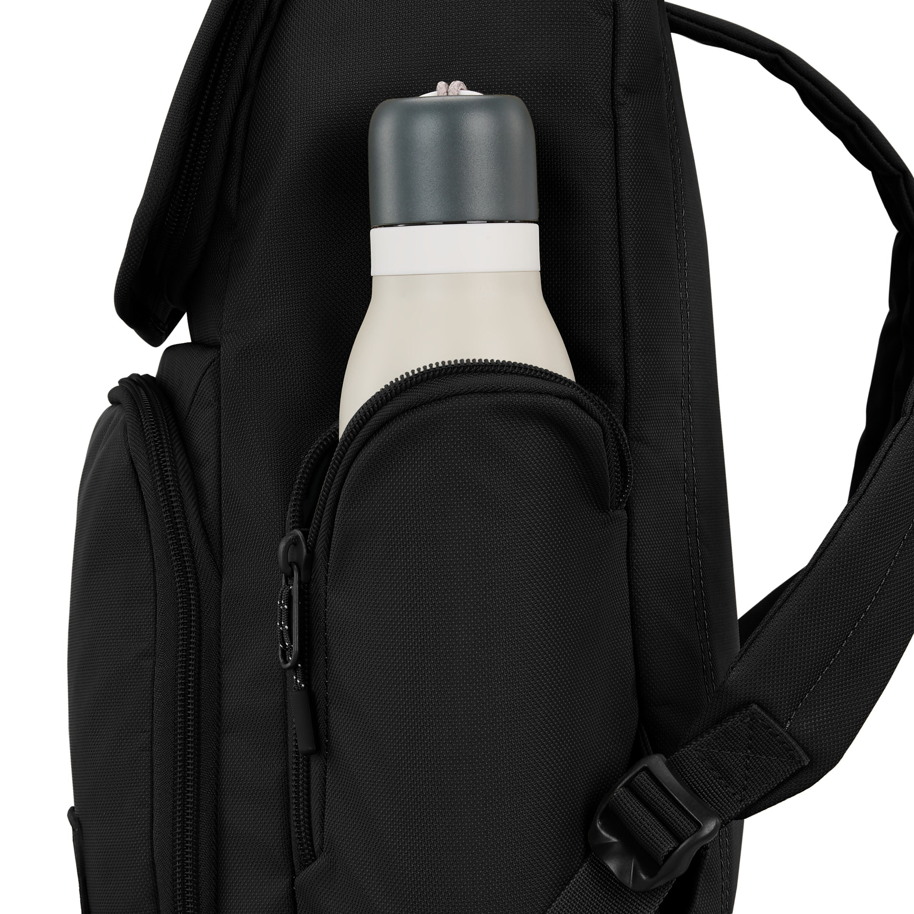 High Sierra Lineage Flap Backpack in Black — angle view 4