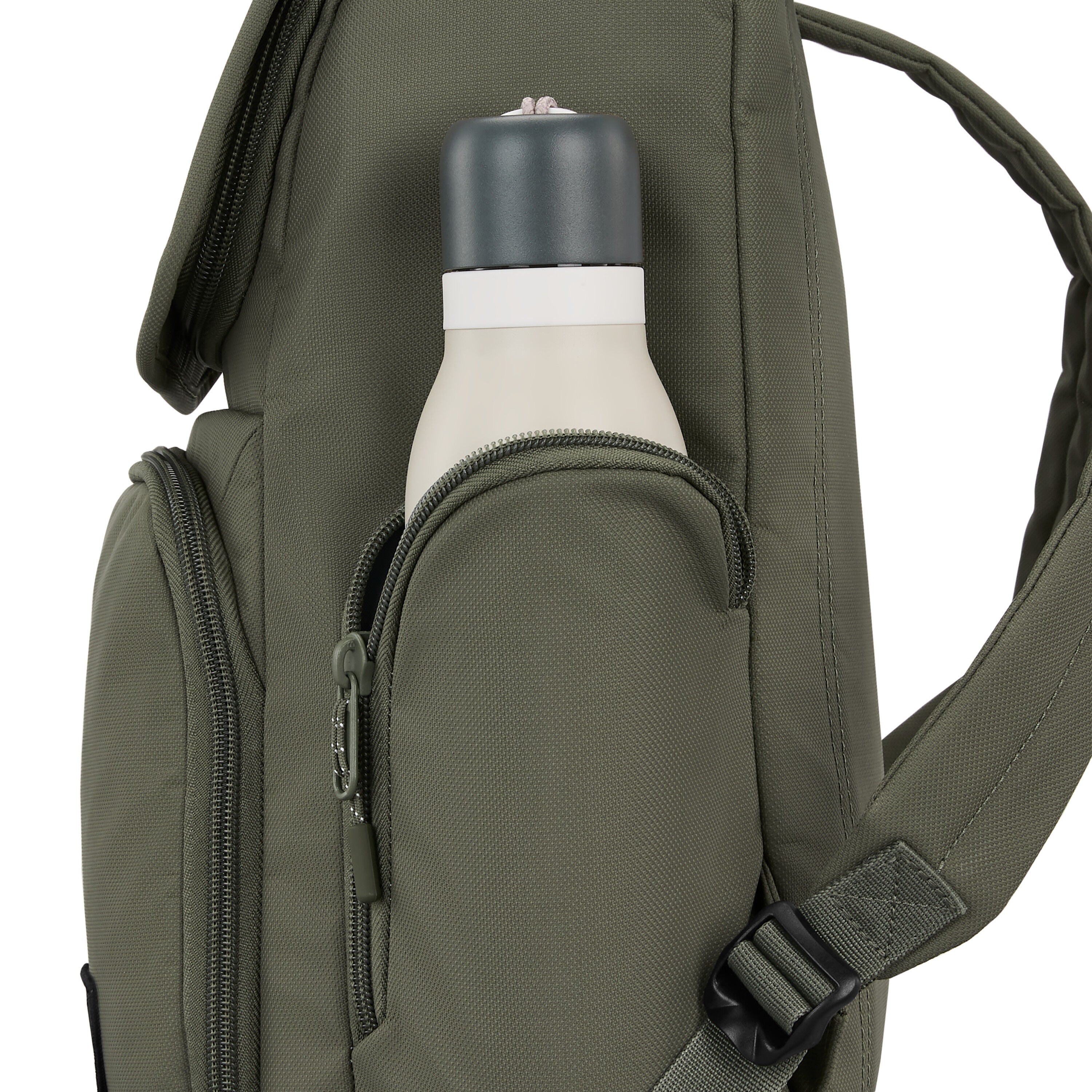 High Sierra Lineage Flap Backpack in Olive — angle view 4