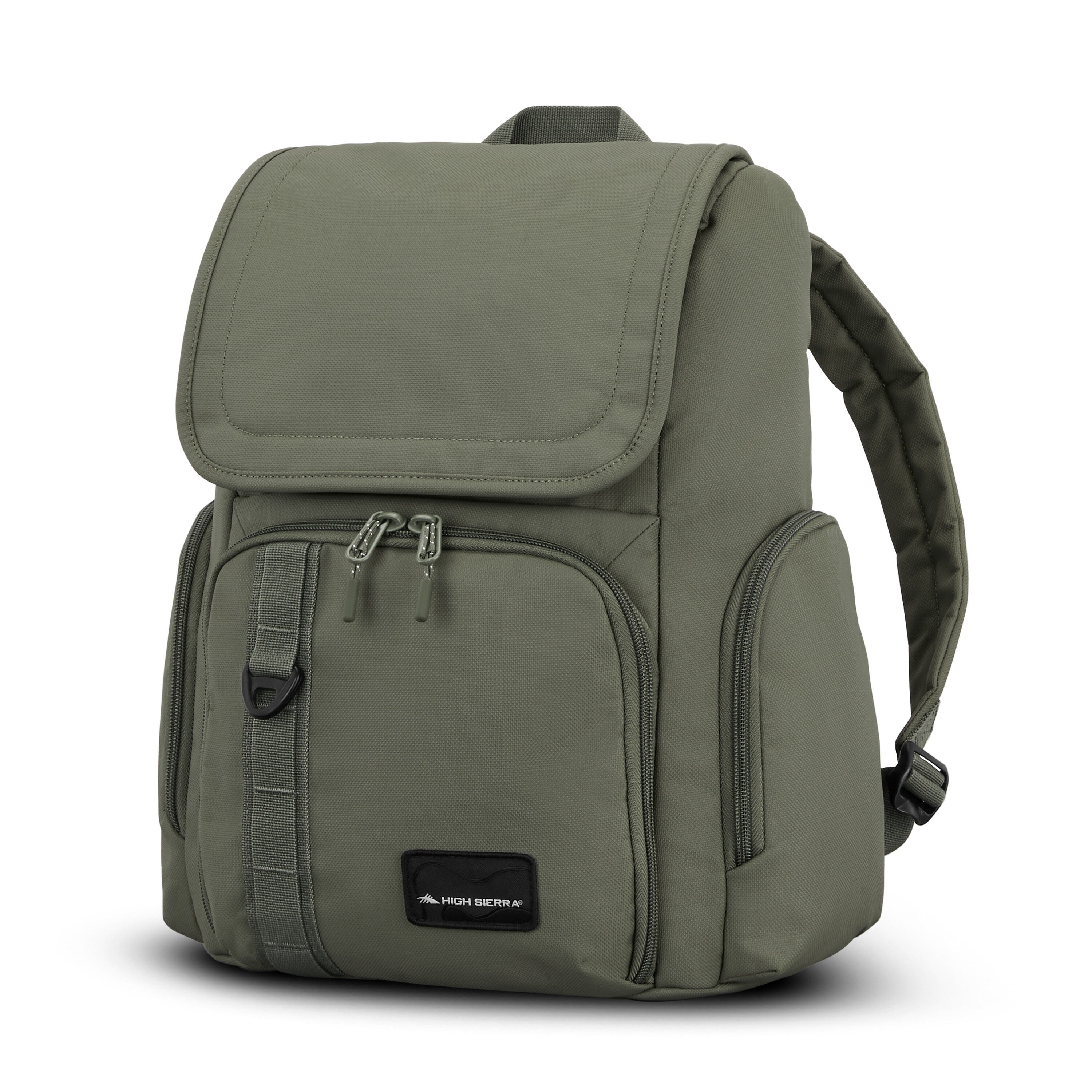 High Sierra Lineage Flap Backpack in Olive — front view