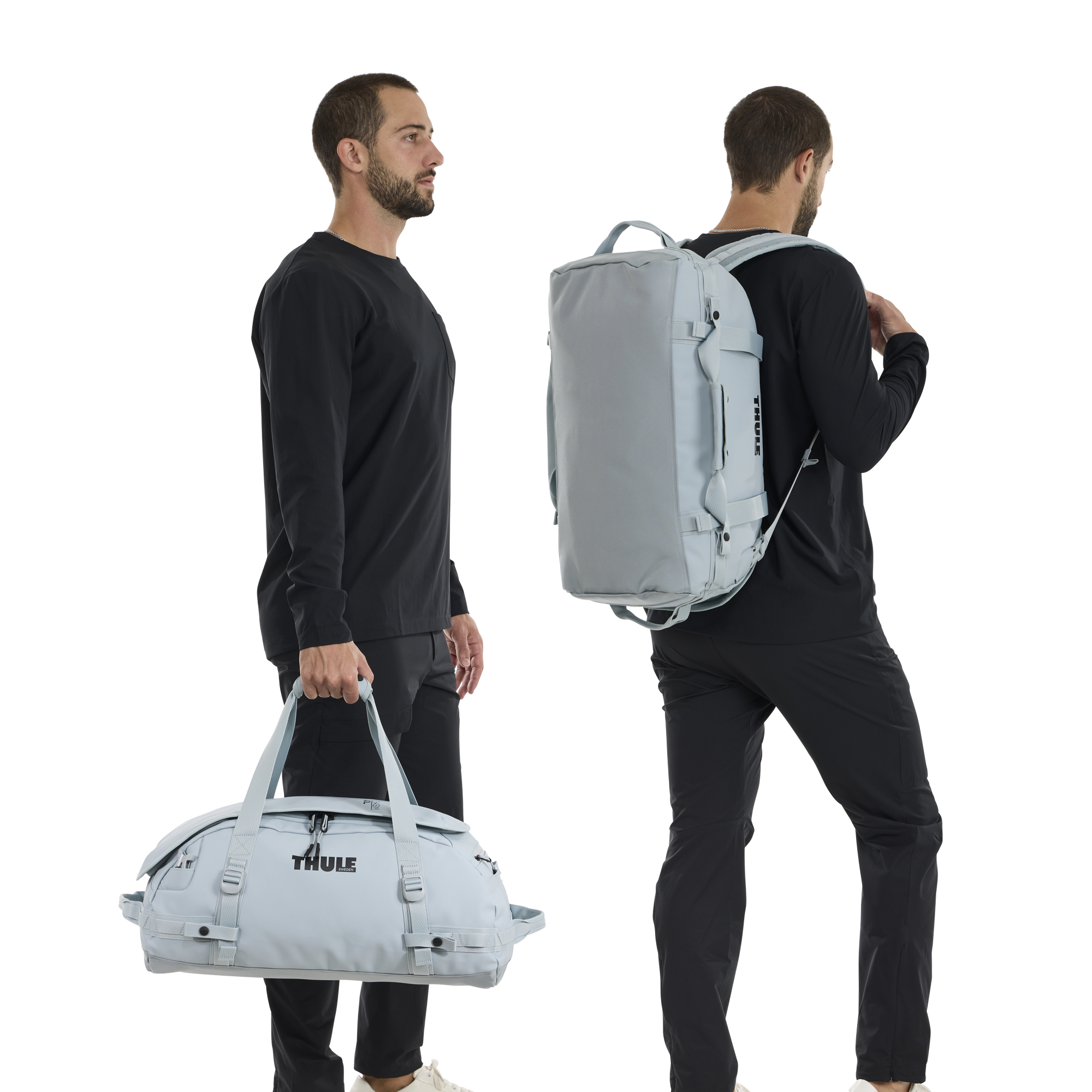 Thule Chasm 40L Duffel in Soft Blue — lifestyle # color_Soft Blue