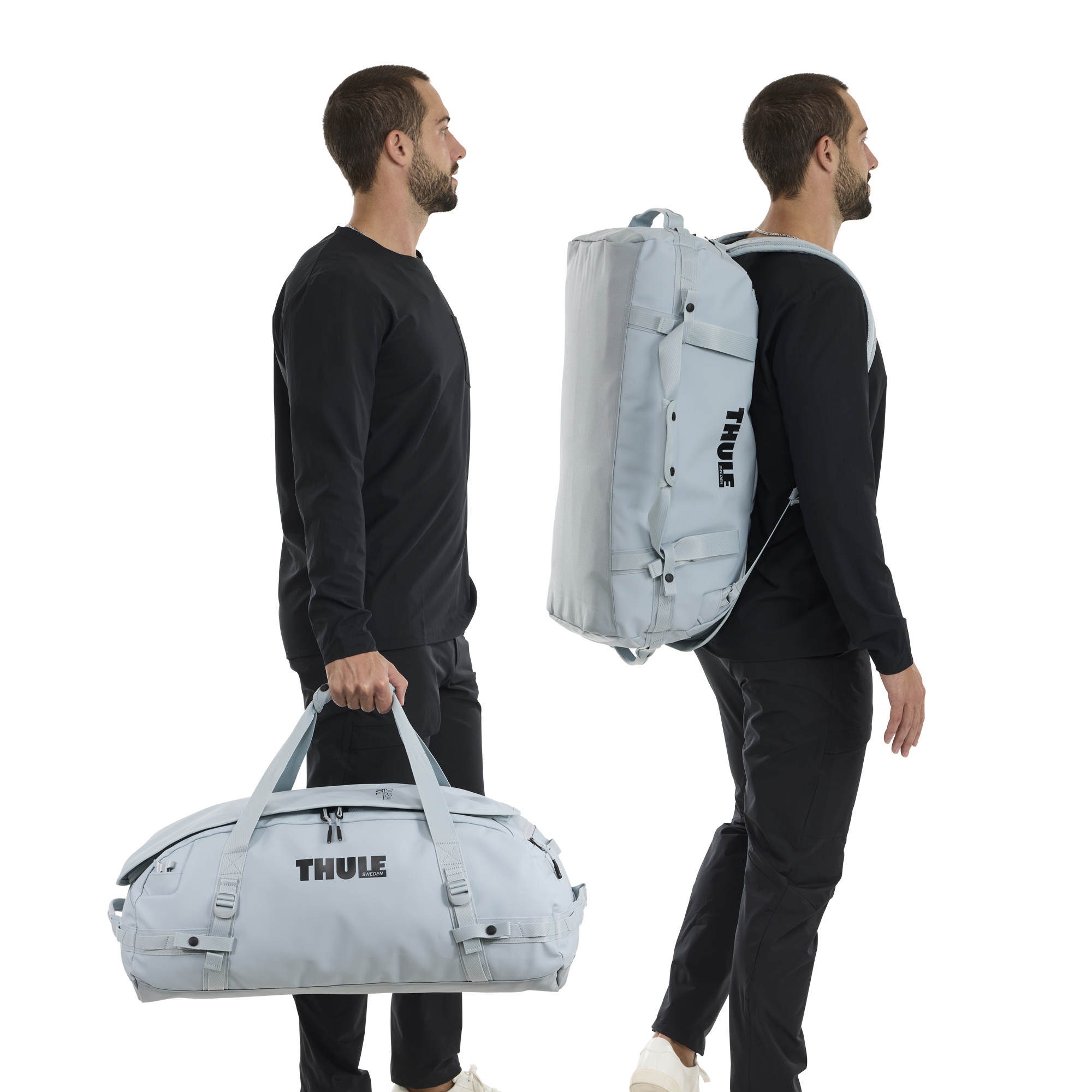 Thule Chasm 70L Duffel in Soft Blue — lifestyle # color_Soft Blue
