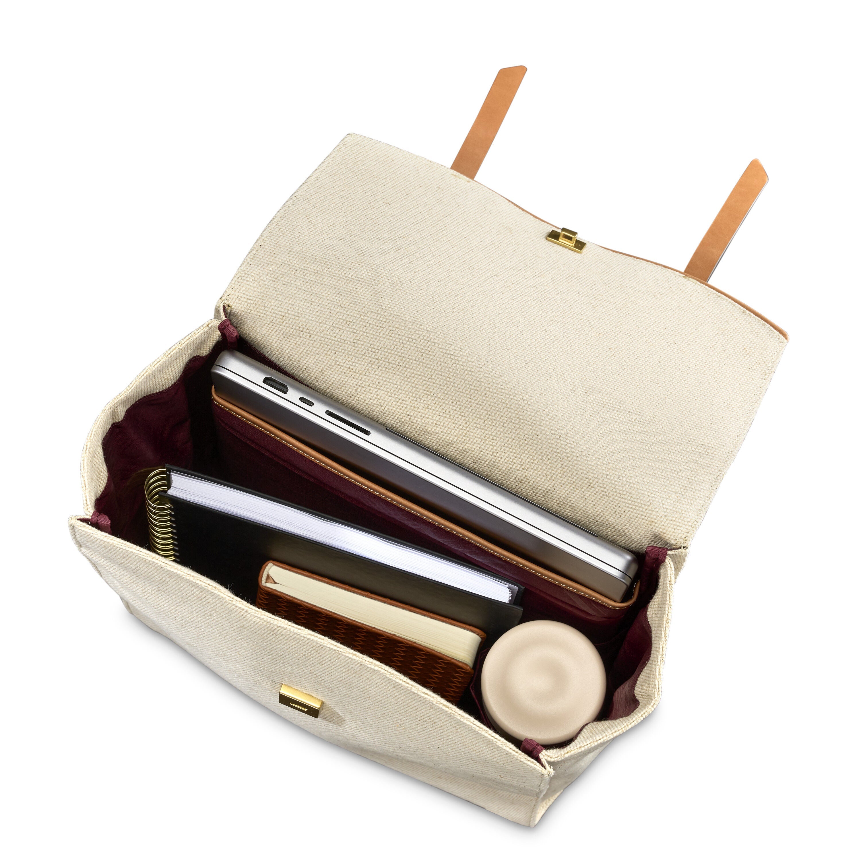 Hartmann Reserve Women's Backpack in Ecru — interior view