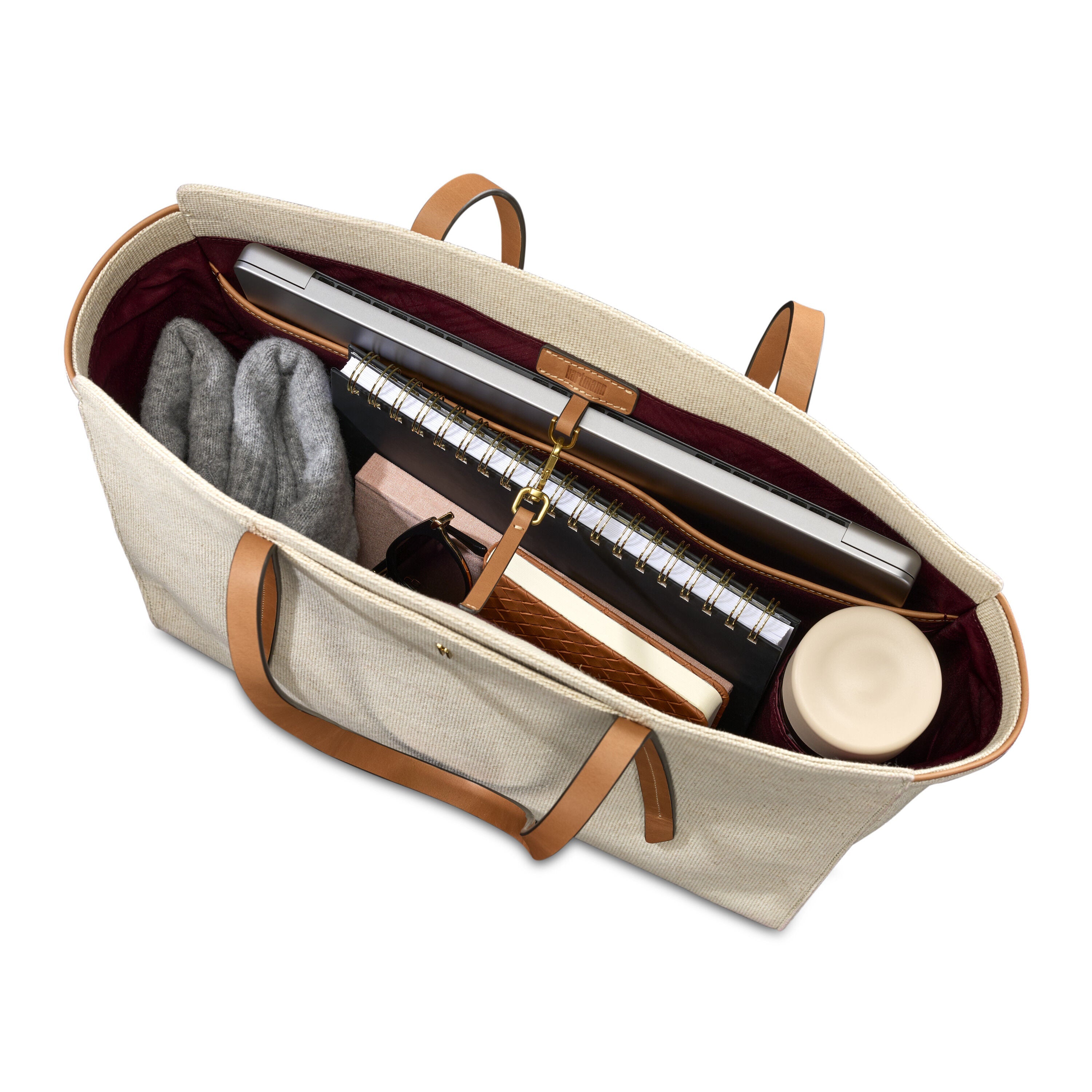 Hartmann Reserve Carryall Tote in Ecru — interior view
