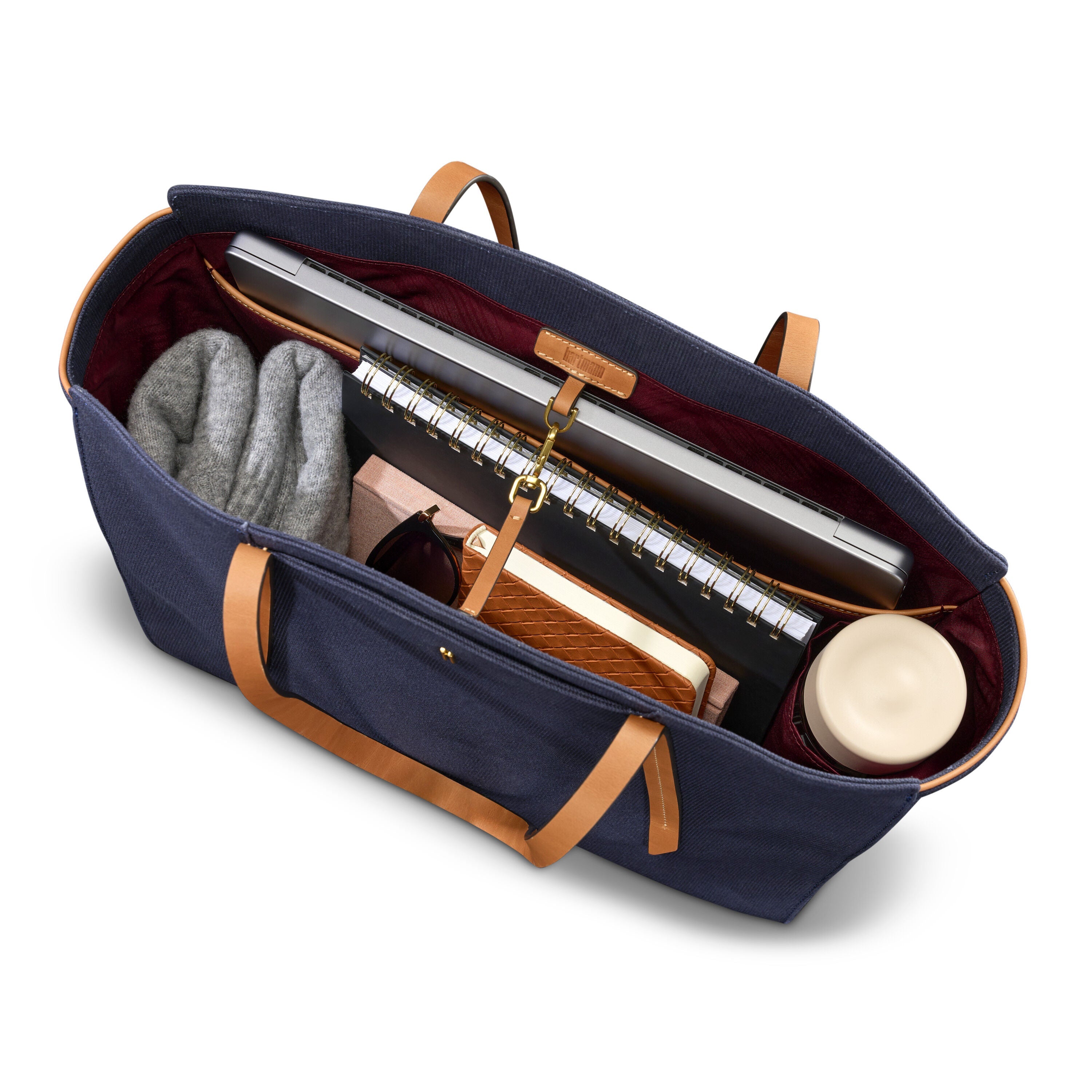 Hartmann Reserve Carryall Tote in Midnight Navy — interior view