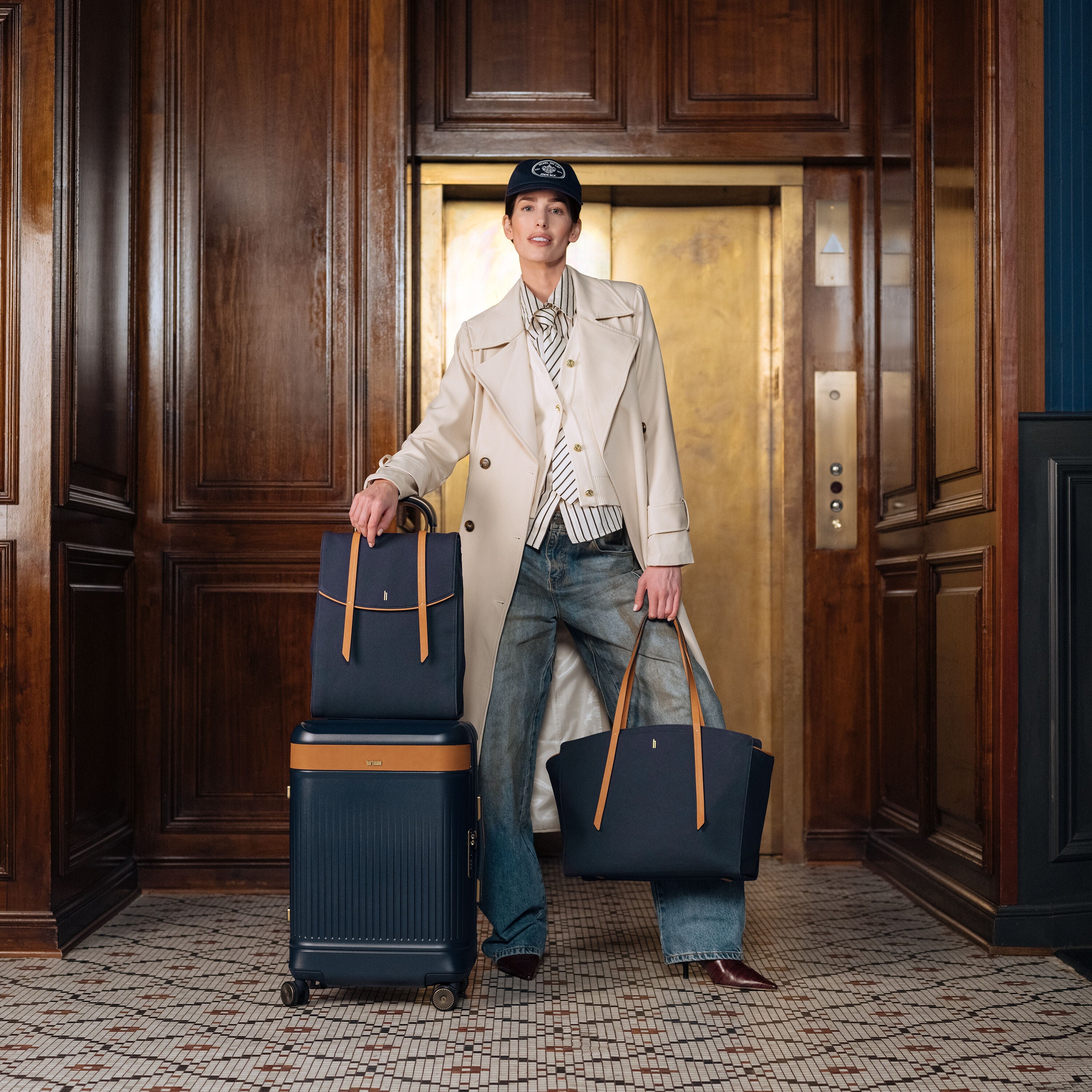 Hartmann Reserve Carryall Tote in Midnight Navy — angle view 5
