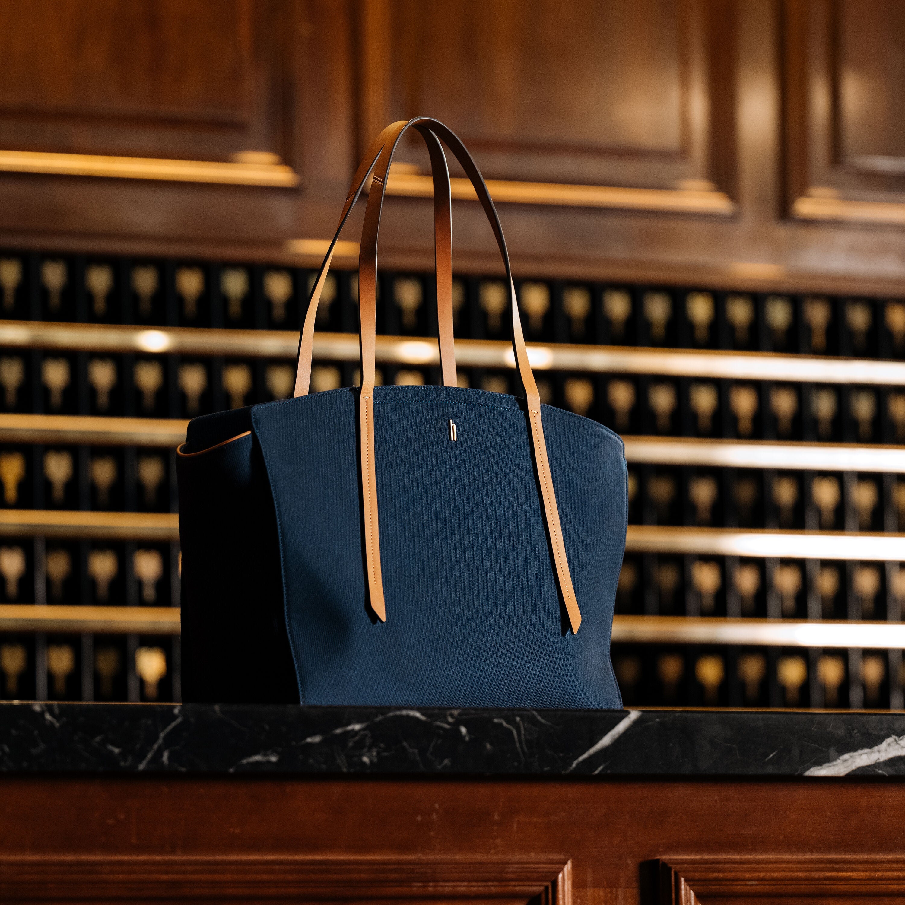 Hartmann Reserve Carryall Tote in Midnight Navy — angle view 4