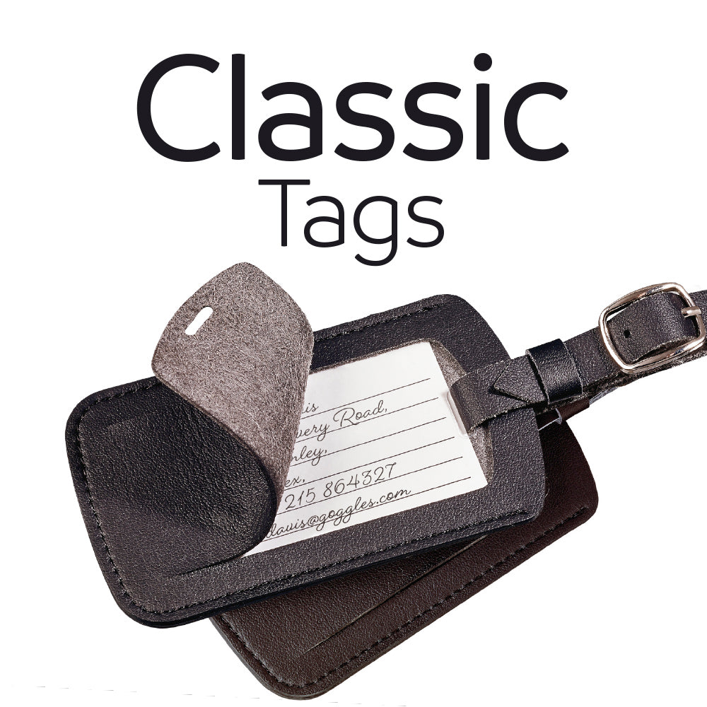 Go Travel Classic Tags Luggage Label (Set of 2) in Black — angle view 2 # color_Black