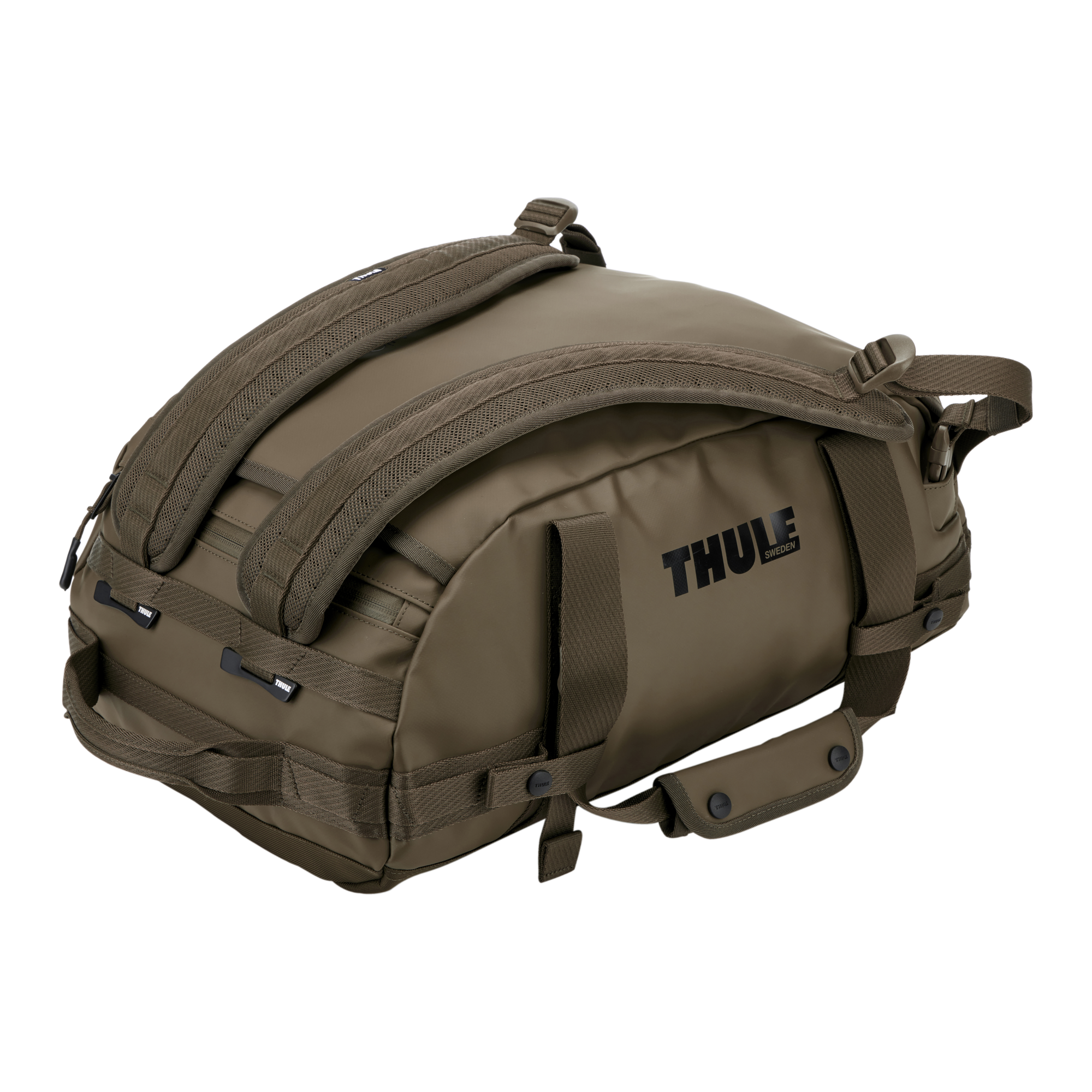 Thule Chasm 30L Duffel in Deep Khaki — angle view 2 # color_Deep Khaki