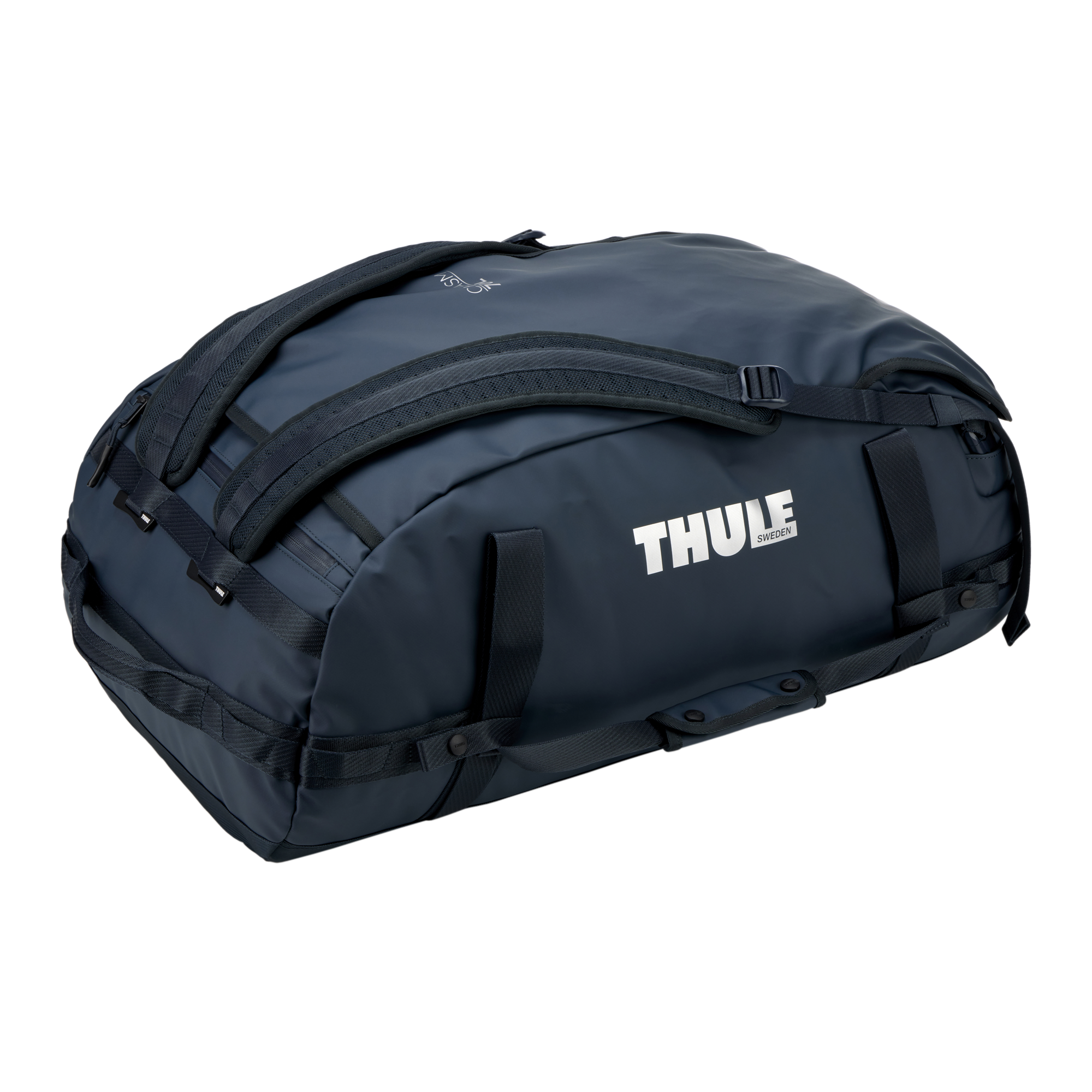 Thule Chasm 70L Duffel in Darkest Blue — angle view 2 # color_Darkest Blue