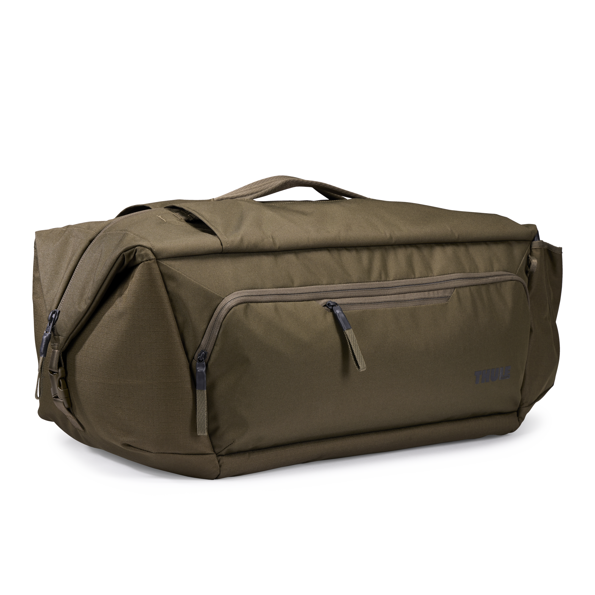 Thule Roundtrip MTB Duffel 70L in Deep Khaki — front view # color_Deep Khaki
