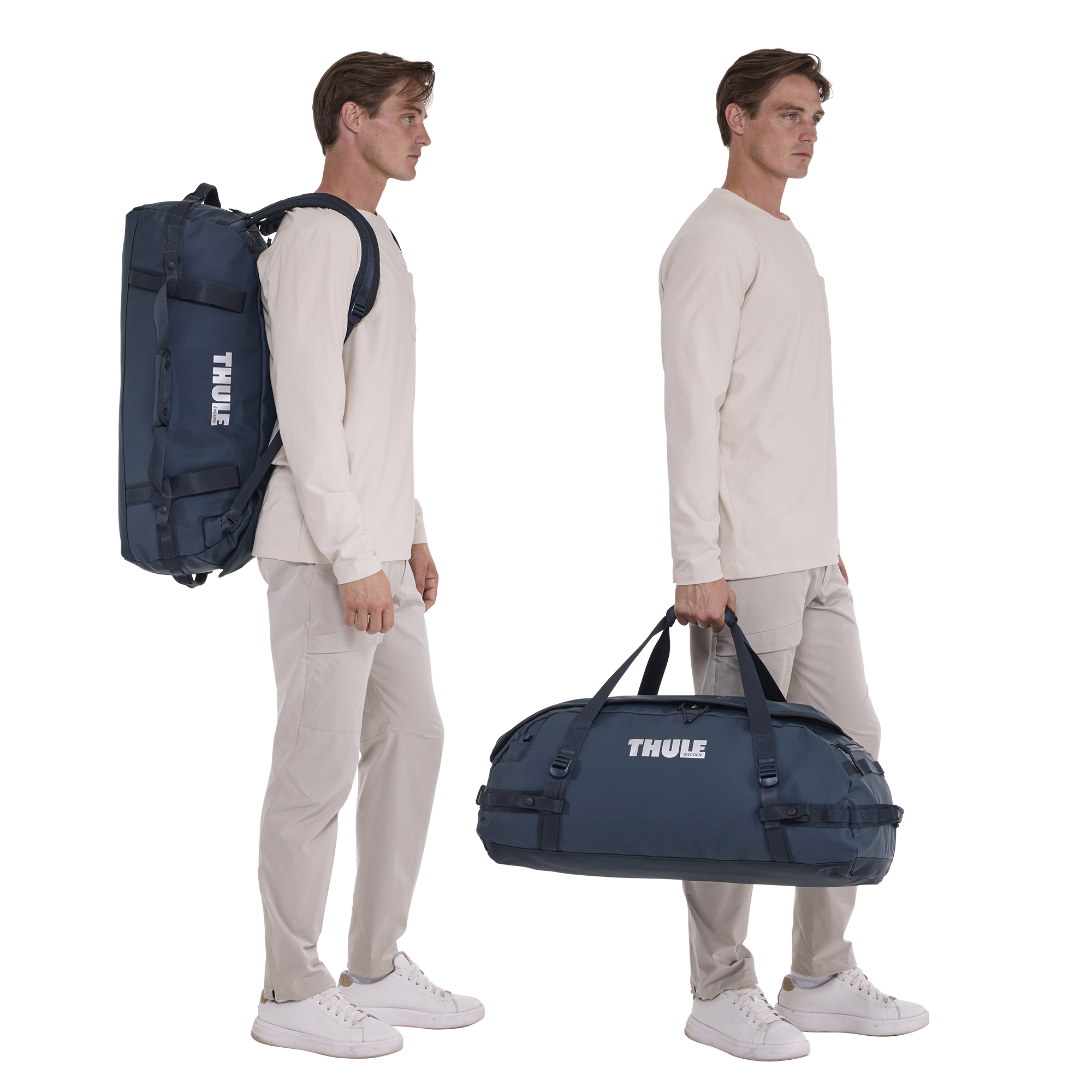 Thule Chasm 70L Duffel in Darkest Blue — lifestyle # color_Darkest Blue