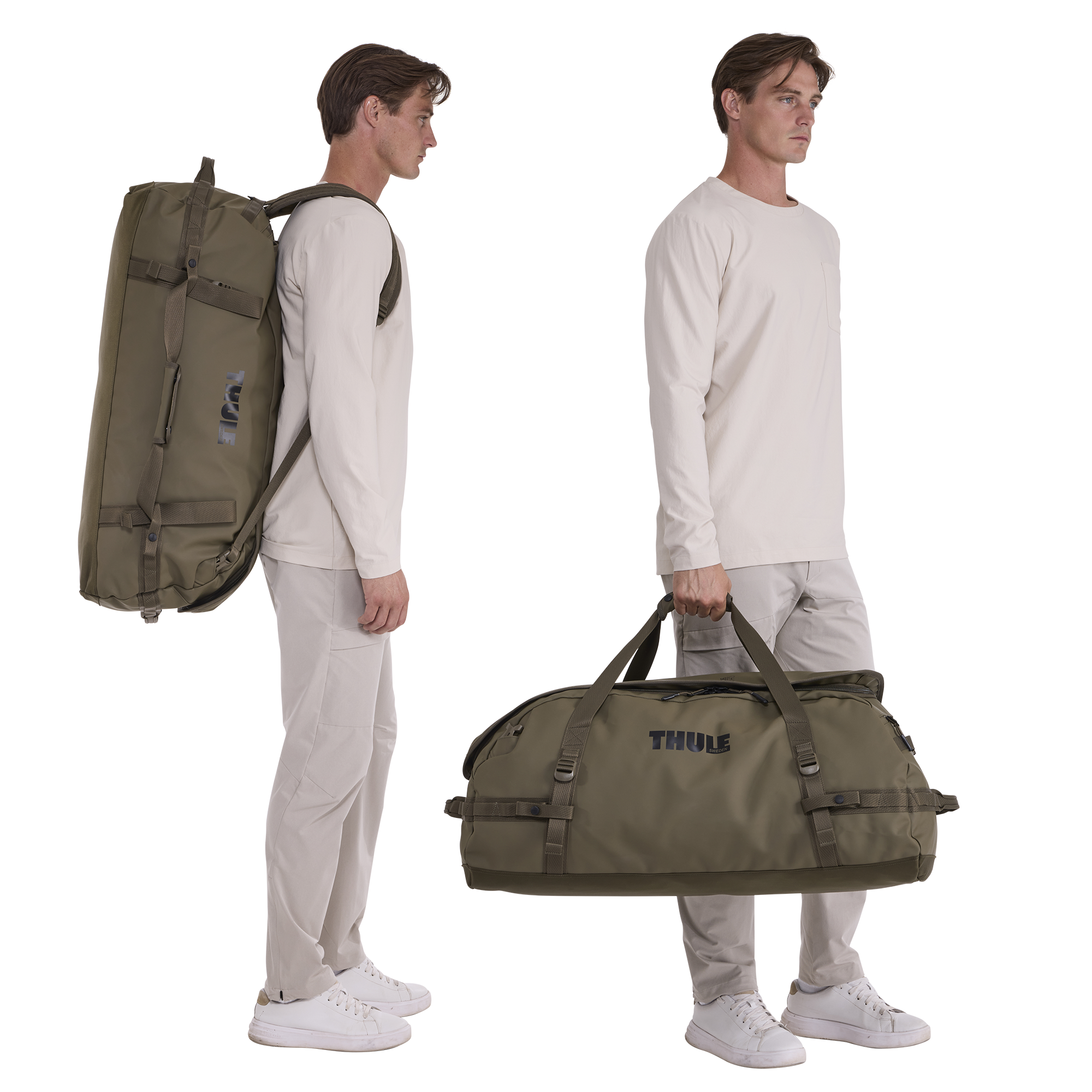 Thule Chasm 90L Duffel in Deep Khaki — lifestyle # color_Deep Khaki