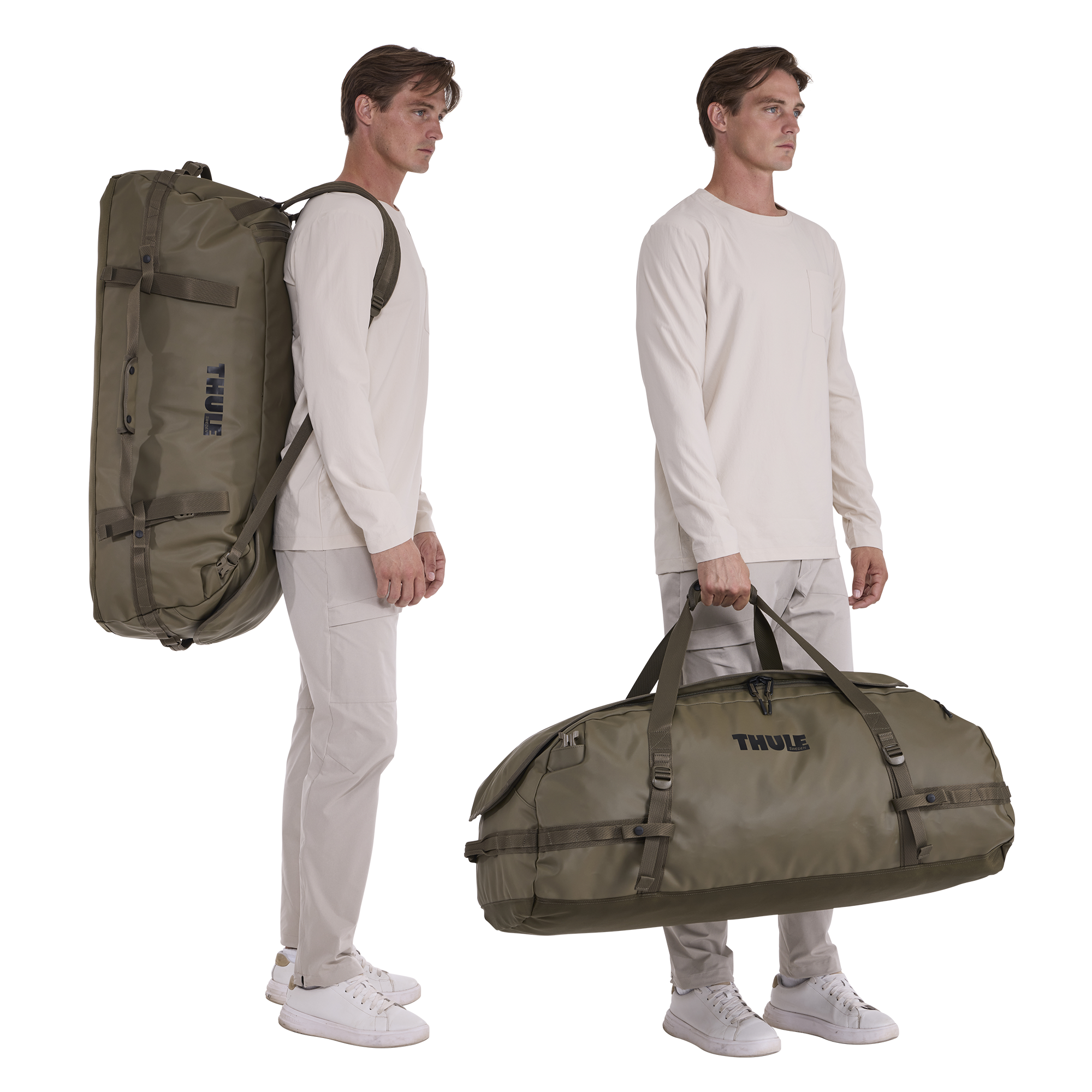 Thule Chasm 130L Duffel in Deep Khaki — lifestyle # color_Deep Khaki