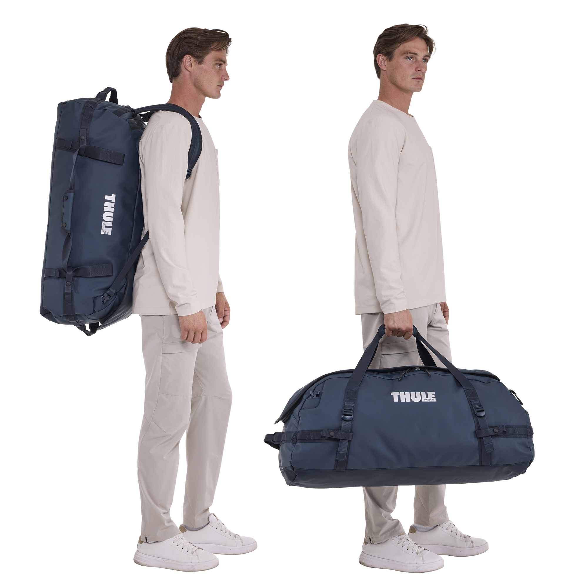 Thule Chasm 90L Duffel in Darkest Blue — lifestyle # color_Darkest Blue