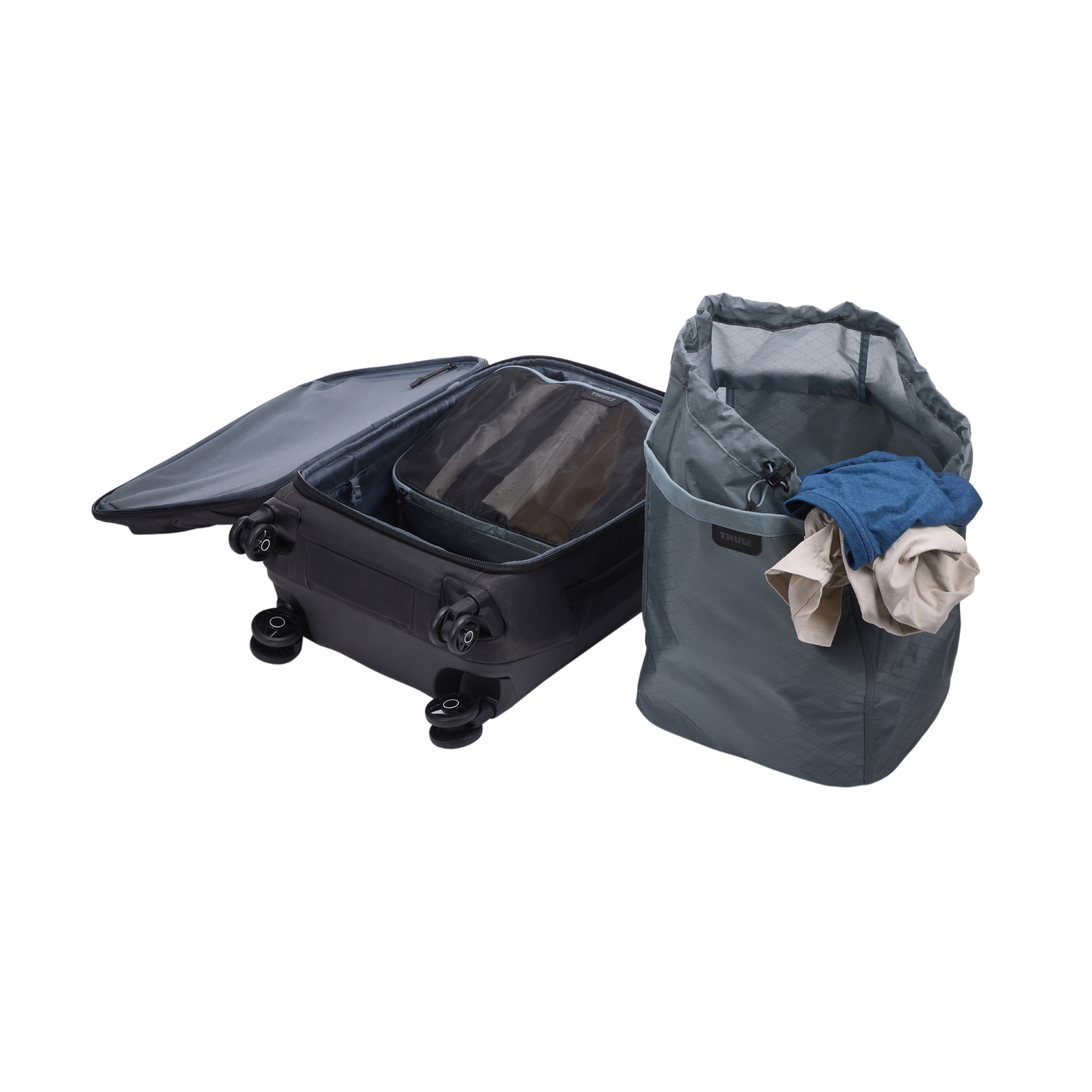 Thule Packable Laundry Bag in Pond Gray — angle view 3 # color_Pond Gray
