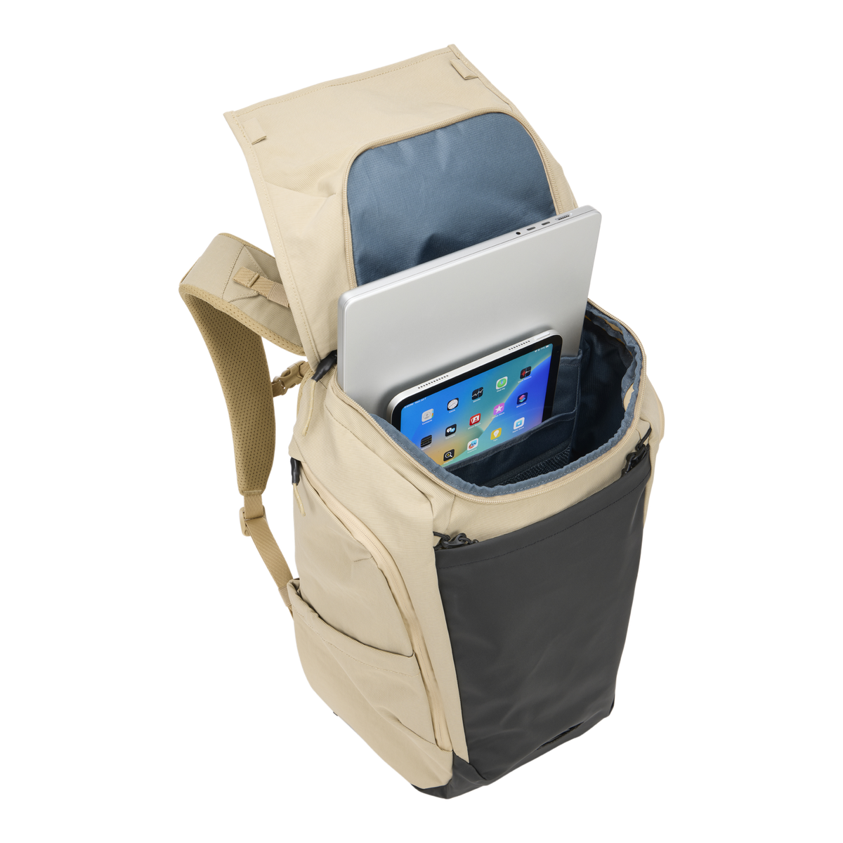Thule Paramount Bike Commute Backpack 28L in Gentle Beige — interior view