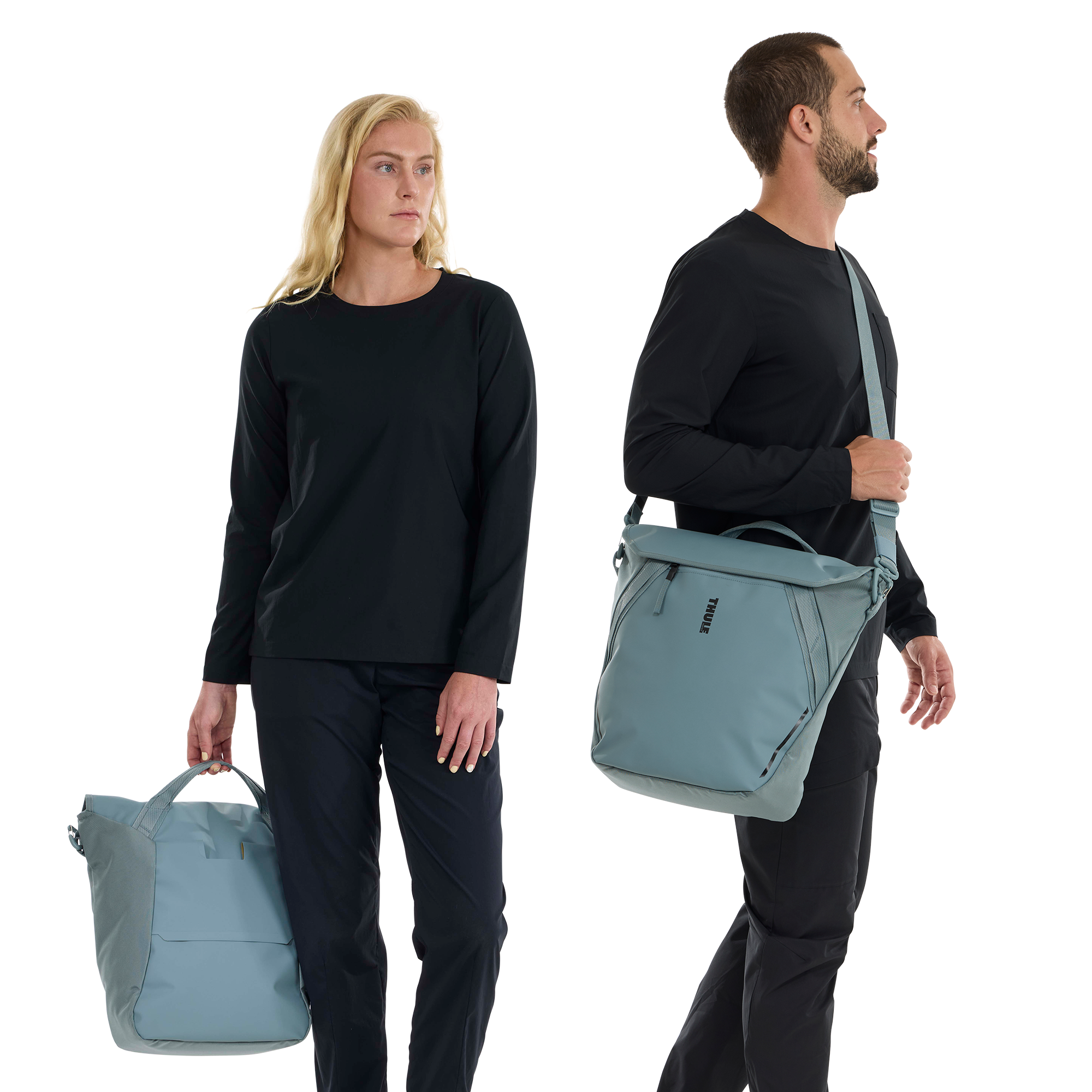 Thule Chasm Courier with InLock 22L in Mid Blue — lifestyle # color_Mid Blue