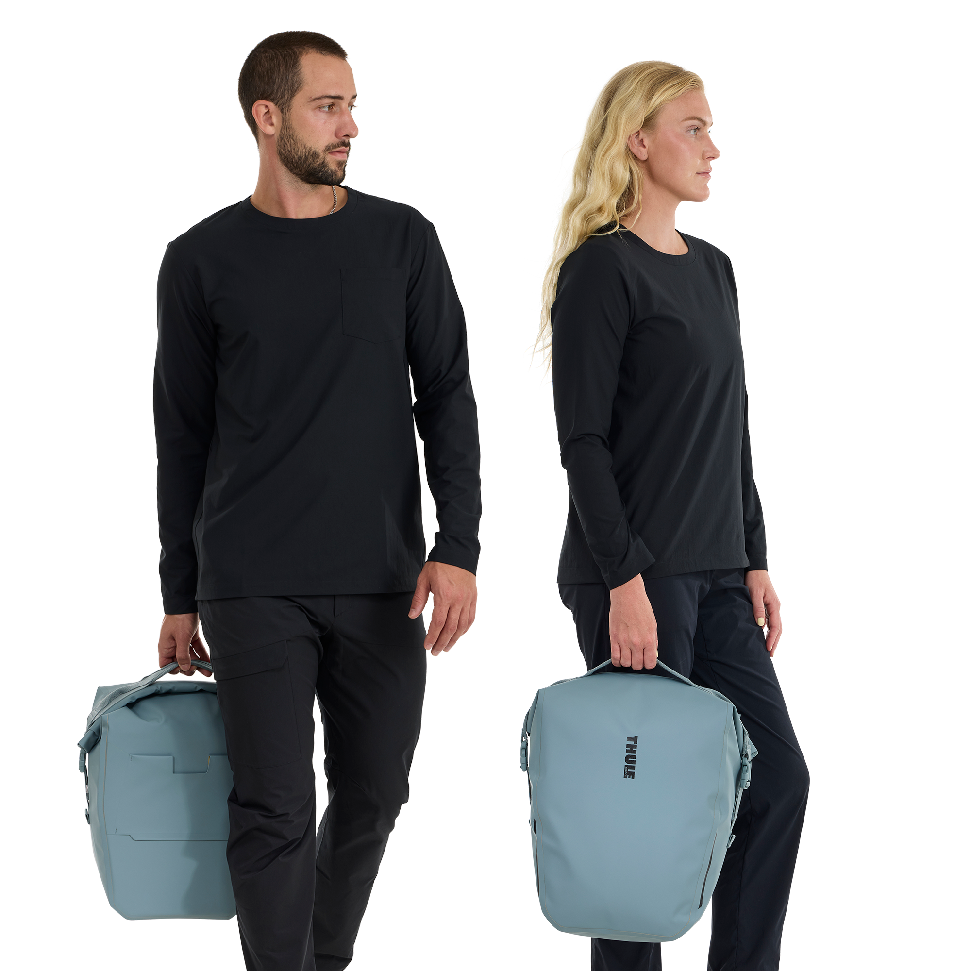 Thule Shield Pannier with InLock 22L in Mid Blue — lifestyle # color_Mid Blue