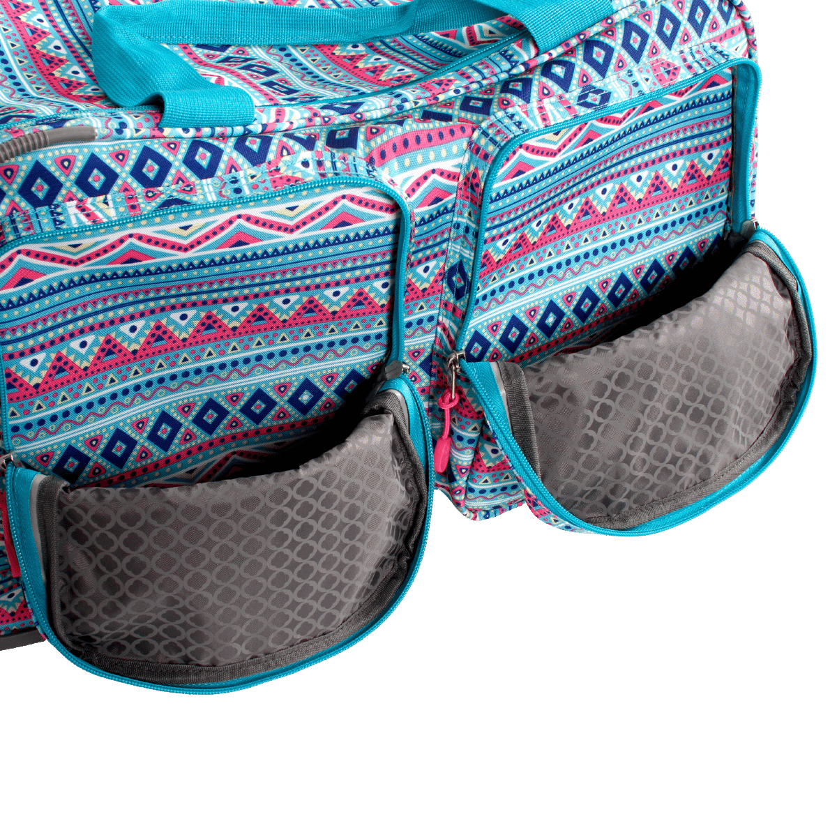 J World Duane Rolling Duffel Bag in Mint Tribal — front view 5 # color_Mint Tribal