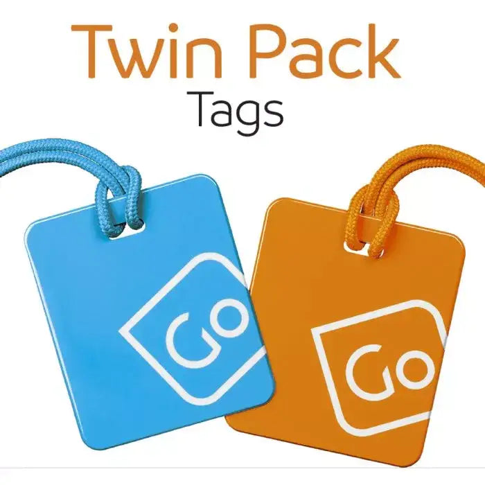 Go Travel Luggage Tags Twin Pack – blue and orange