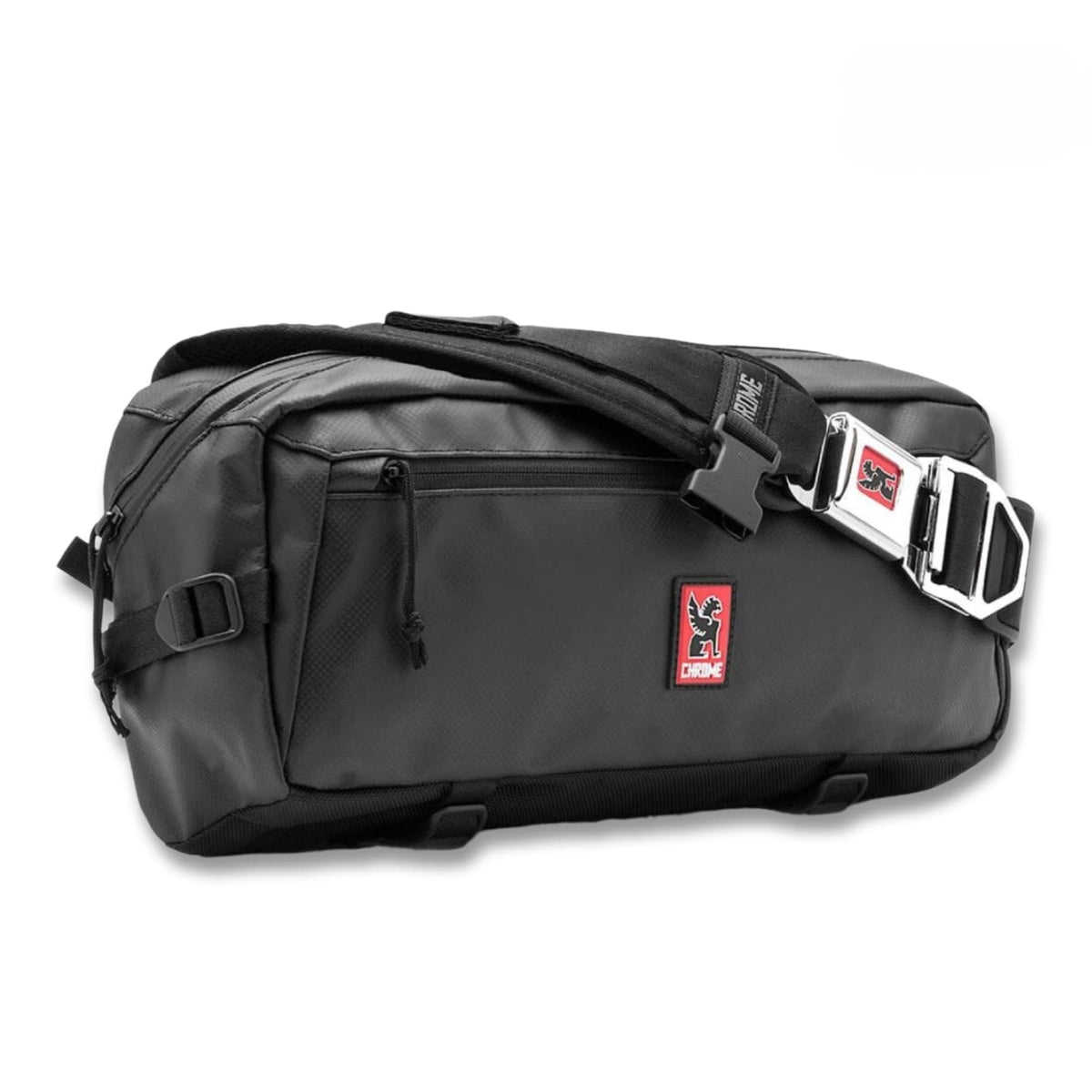 Chrome Industries Kadet Sling Bag 9L in Black Tarp — front view # color_Black Tarp
