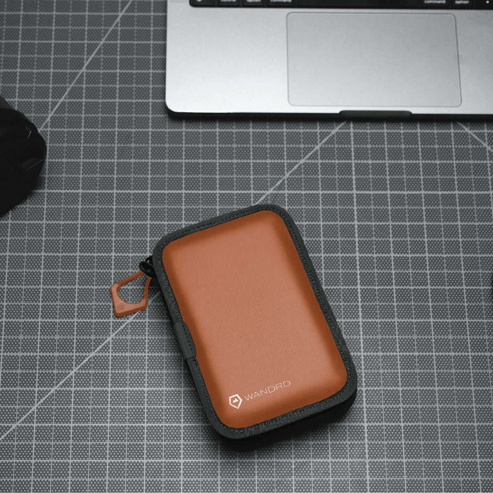 WANDRD Memory Card Case in Sedona Orange — angle view 3