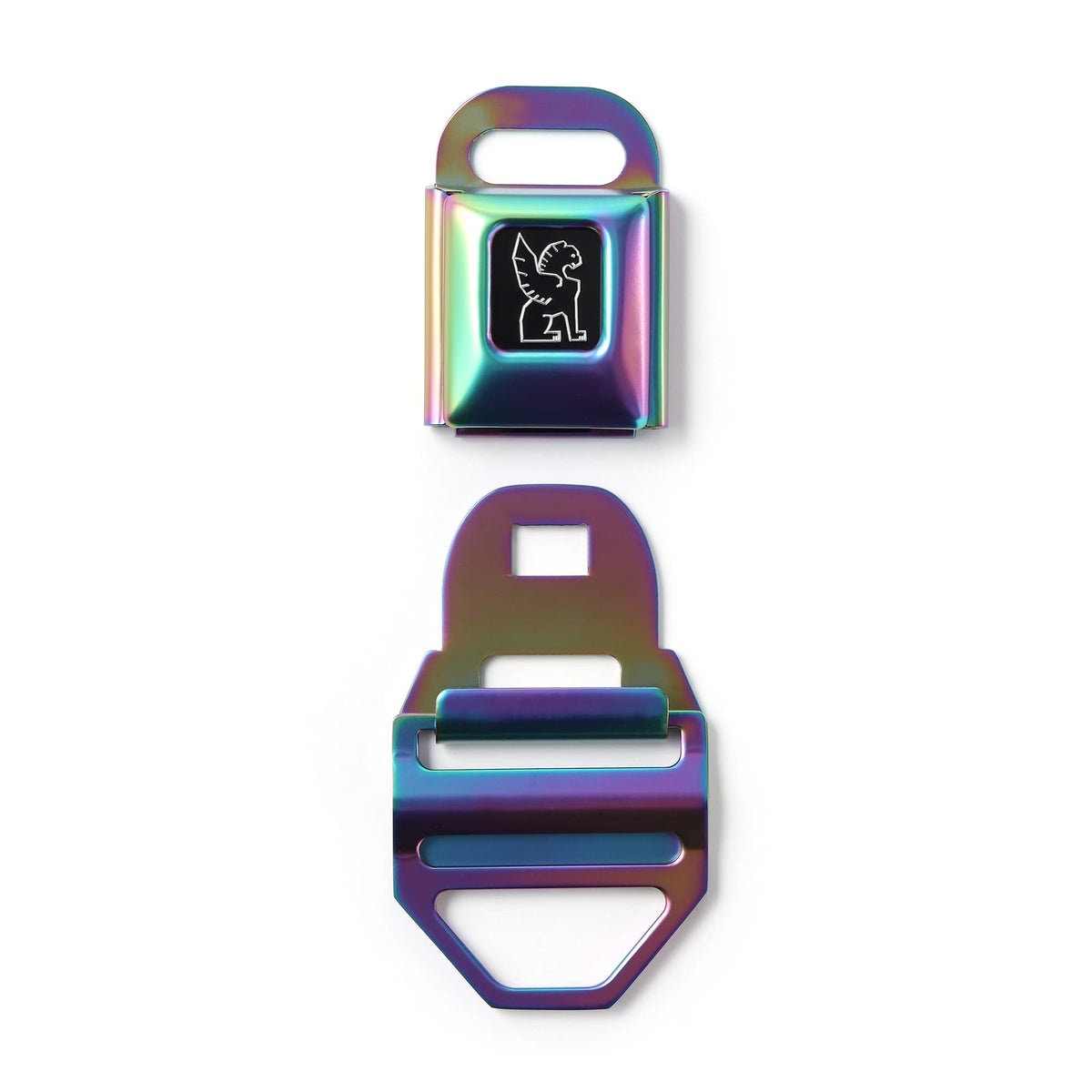 Chrome Industries Seatbelt Buckle Large (2") in Rainbow Matte — angle view 2 # color_Rainbow Matte