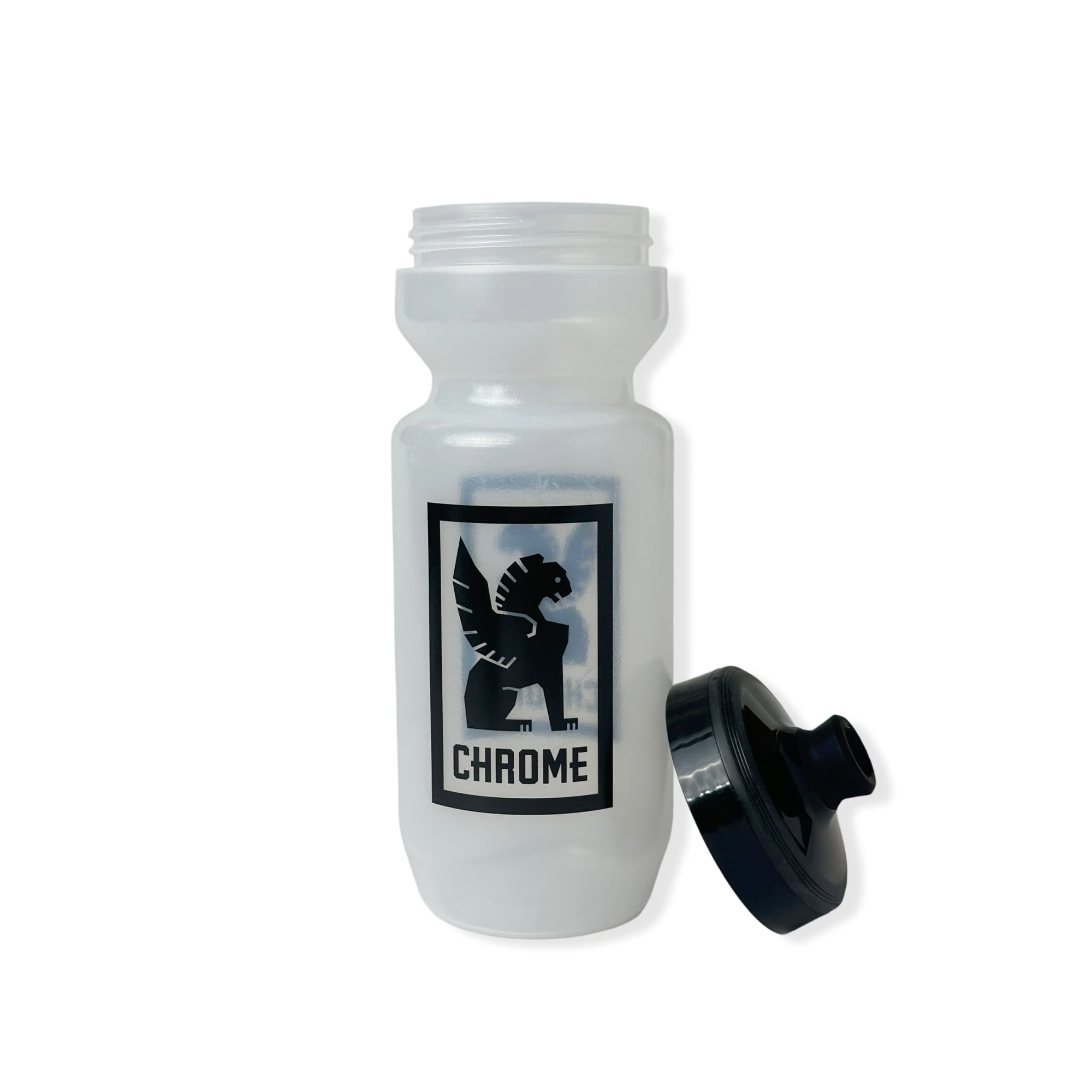 Chrome Industries Purist Water Bottle 22 oz in Clear/Black — back view