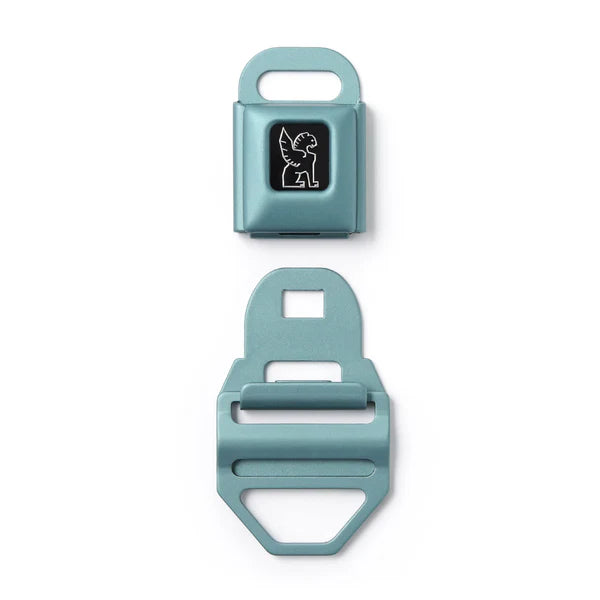 Chrome Industries Seatbelt Buckle (Large 2 inch) – light blue finish, angled