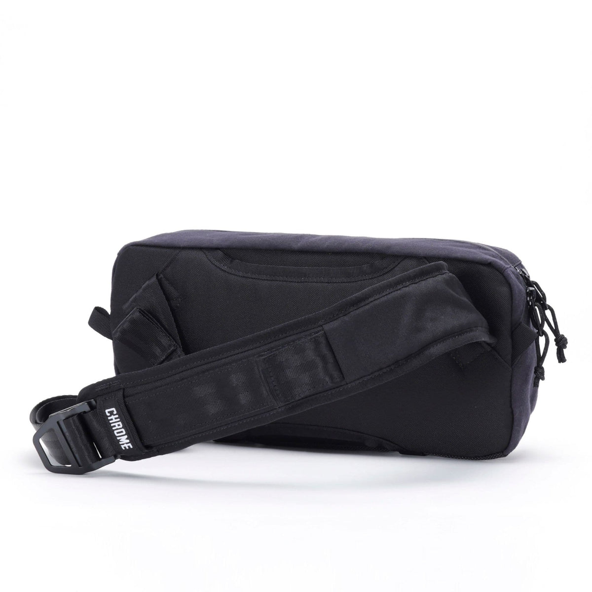 Chrome Industries Mini Kadet Sling Bag 5L in Black Canvas Leather — back view