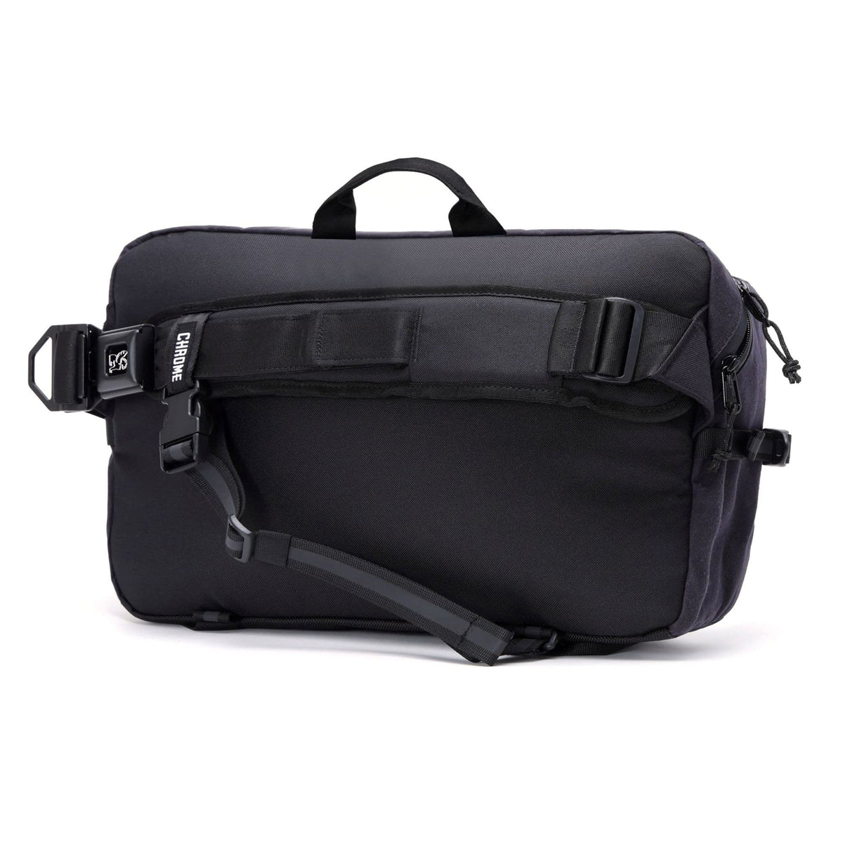 Chrome Industries Kadet Max Sling Bag 15L in Black Canvas Leather — back view