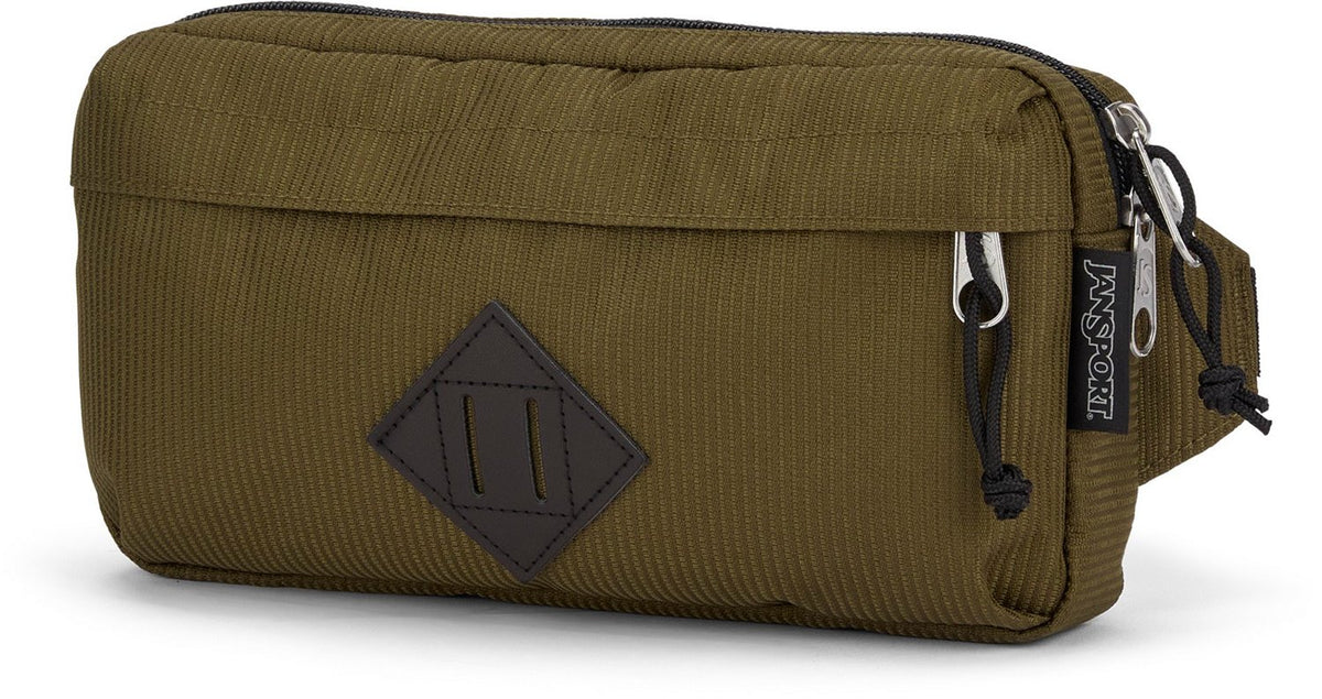 JanSport Waisted Fanny Pack in Cord Weave Army Green — angle view