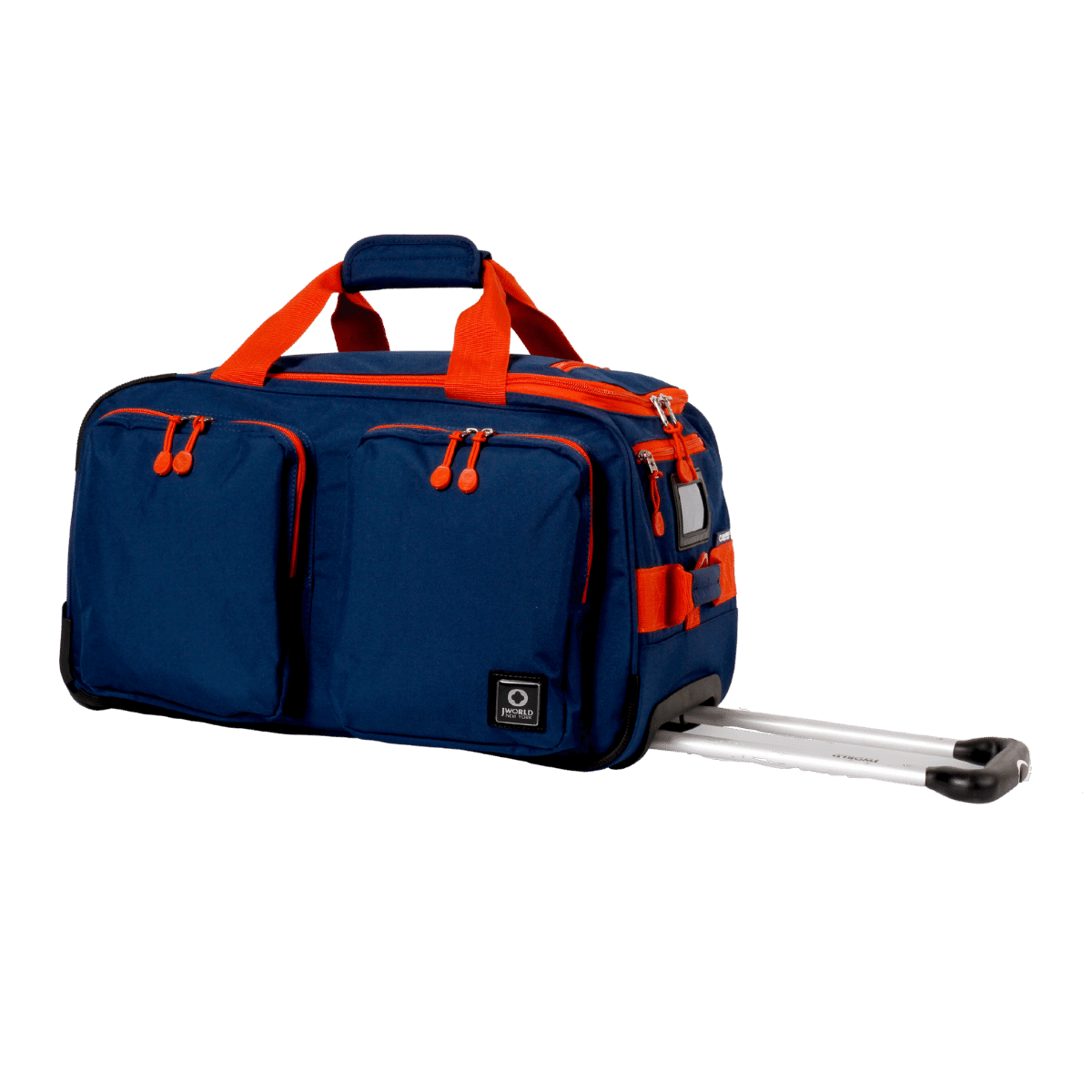 J World Duane Rolling Duffel Bag in Navy — angle view 2 # color_Navy