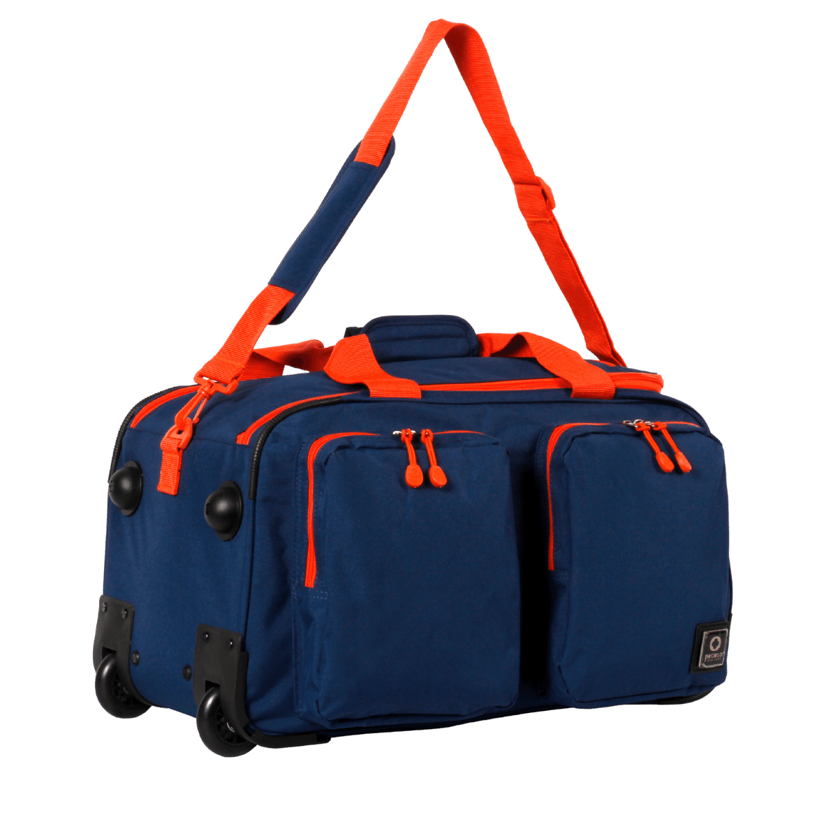 J World Duane Rolling Duffel Bag in Navy — angle view 3 # color_Navy