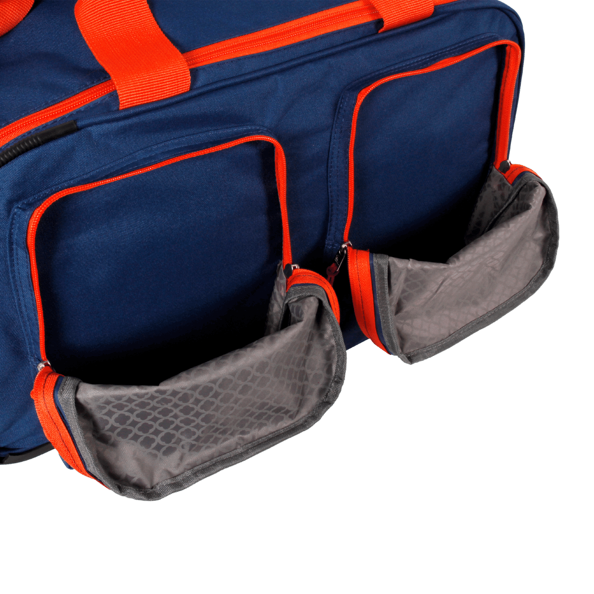 J World Duane Rolling Duffel Bag in Navy — detail view # color_Navy