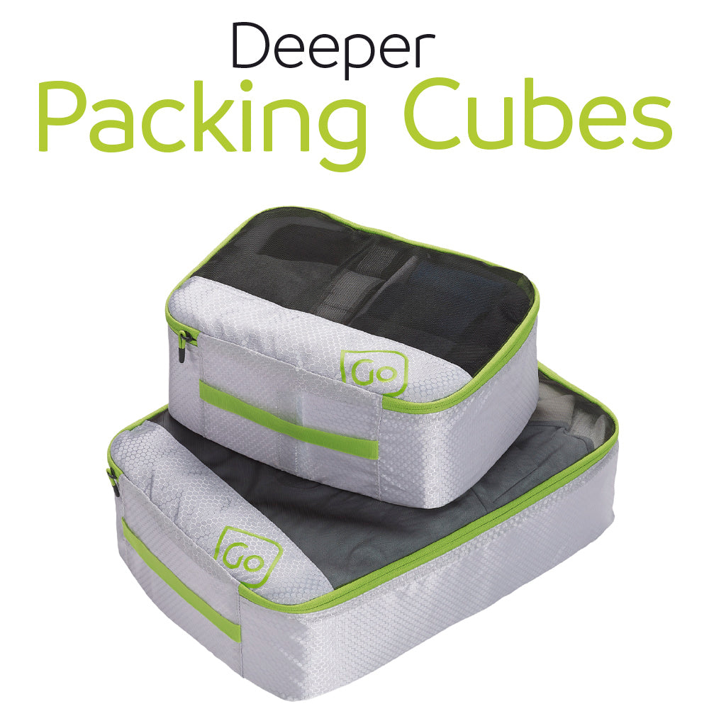 Go Travel Deeper Packing Cubes in Green — front view