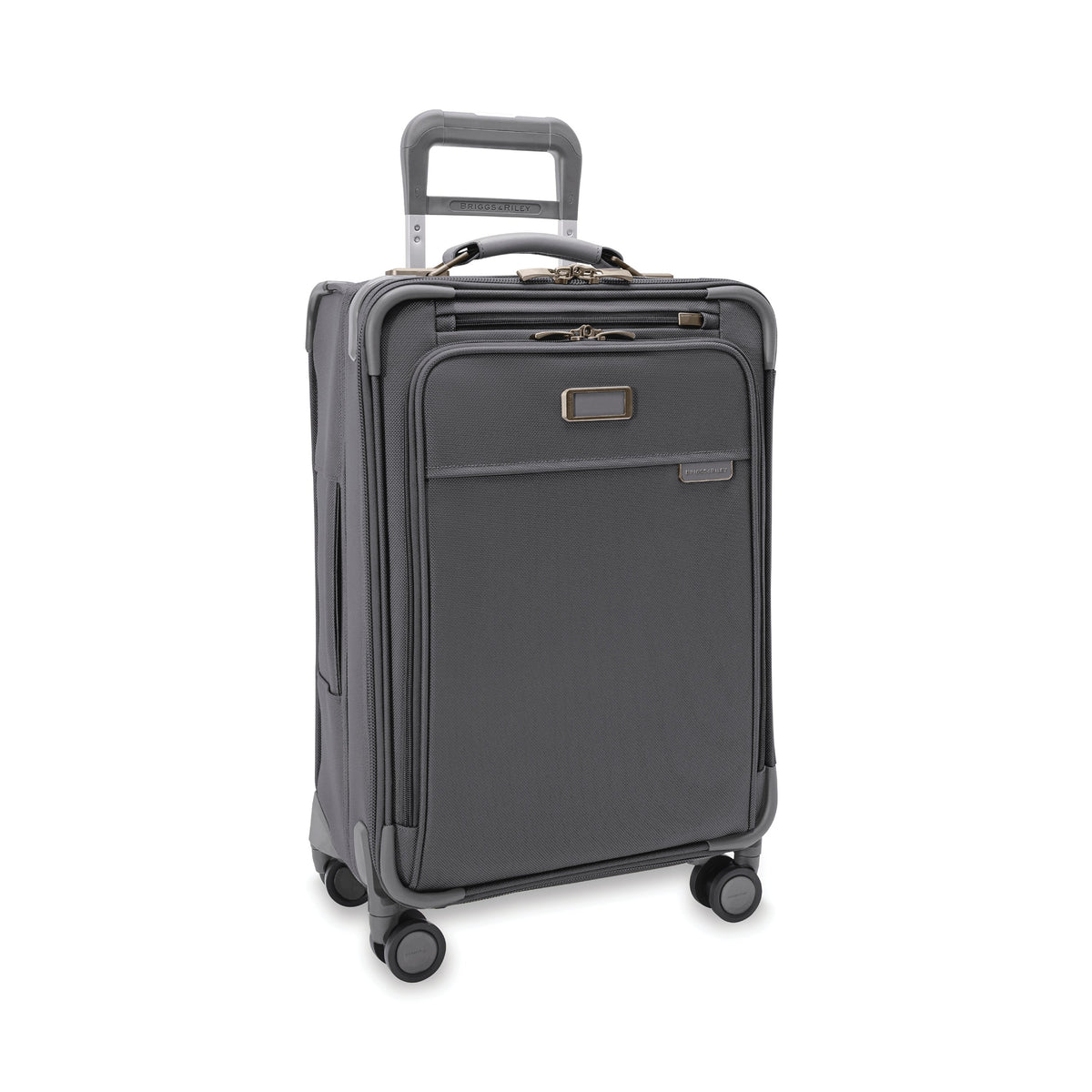 Briggs & Riley Baseline Essential 22" Carry-On Expandable Spinner in Steel Gray — angle view