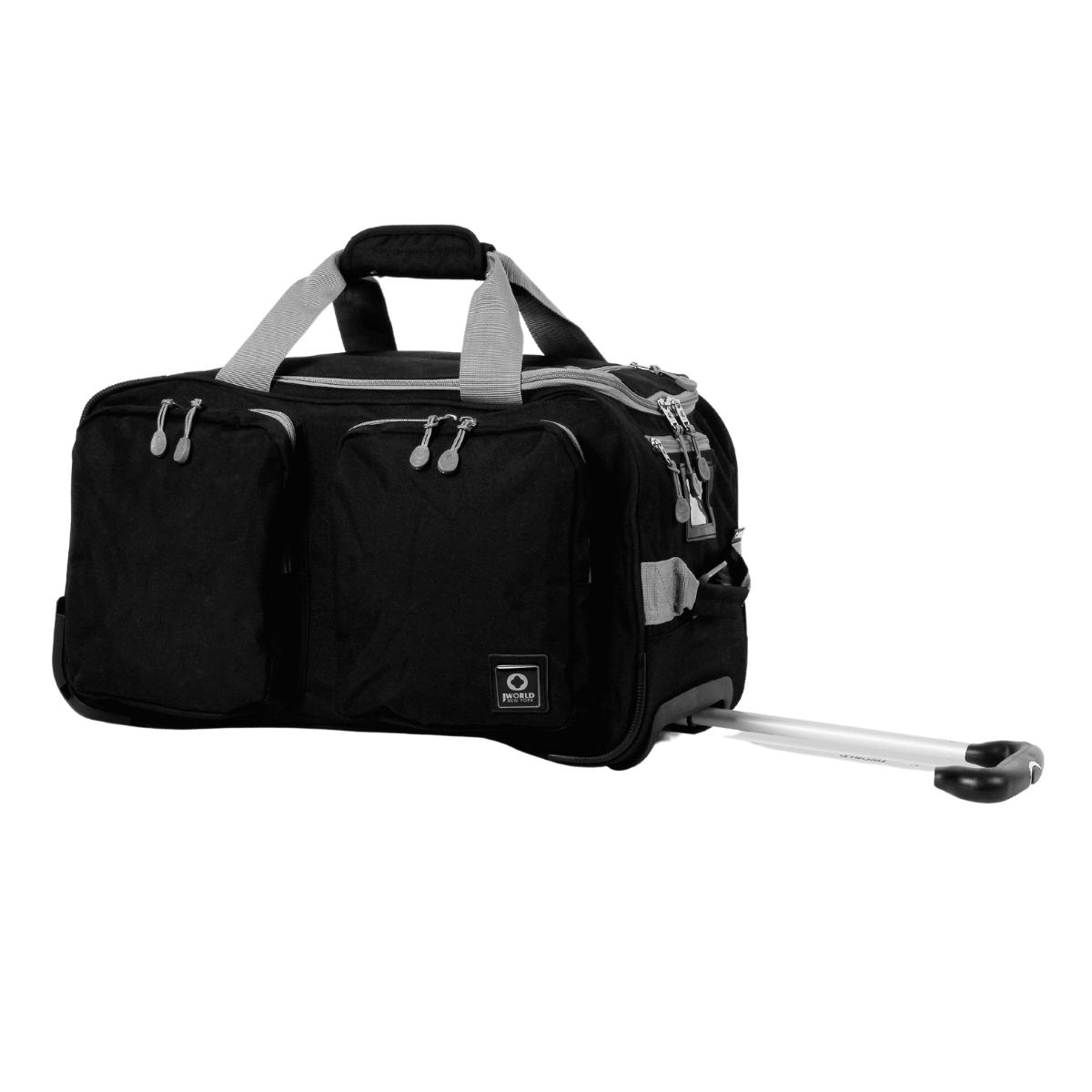 J World Duane Rolling Duffel Bag in Black — angle view 2 # color_Black
