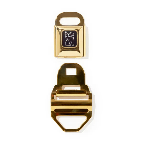 Chrome Industries Seatbelt Buckle (Large 2 inch) – gold finish, angled