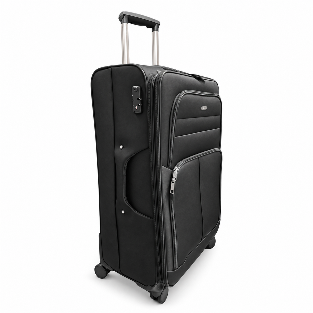 Camel Mountain 9122 Softside Expandable Spinner Luggage in Black — angle view 2