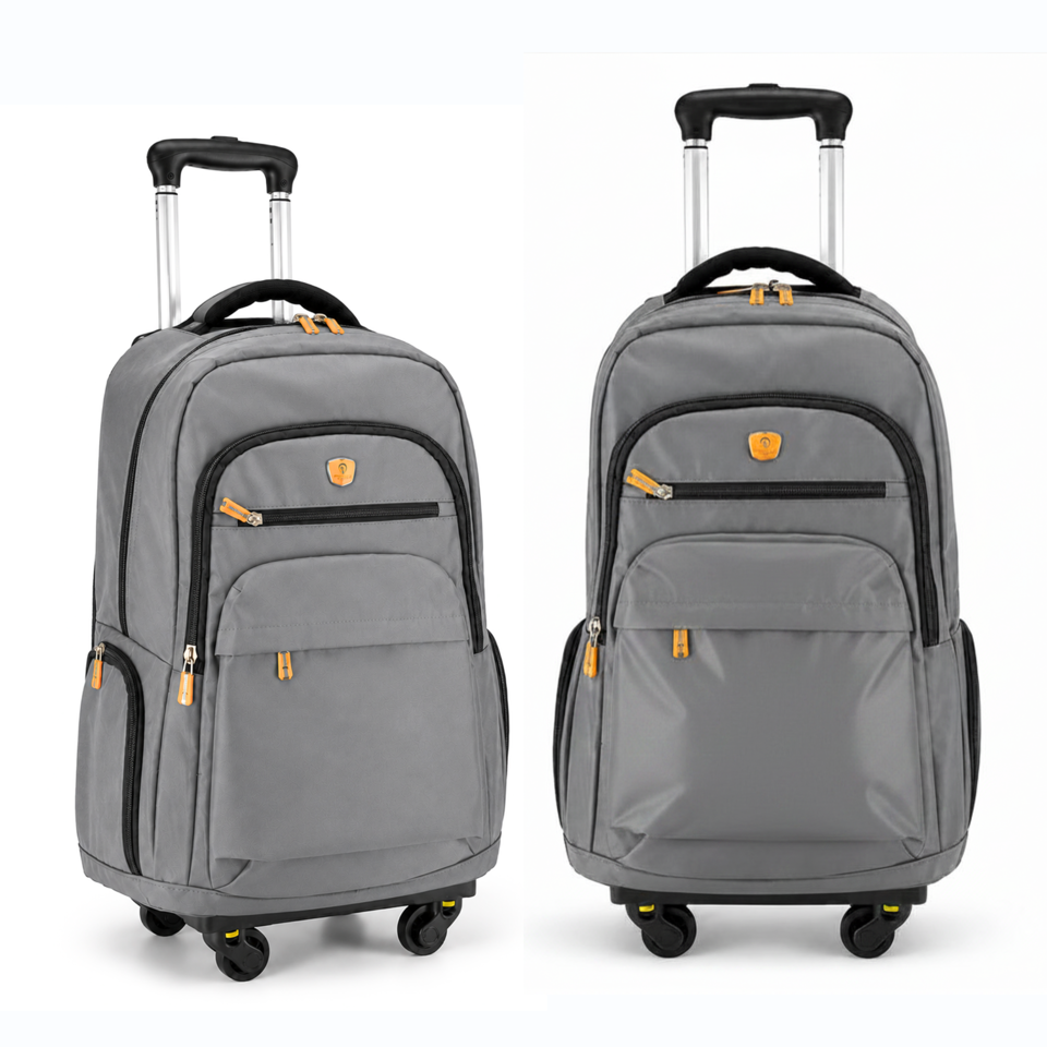 Power In Eavas 1921 4-Wheeled Backpack in Grey — size comparison, both sizes shown