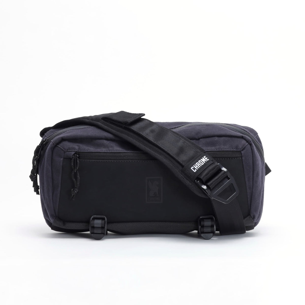 Chrome Industries Mini Kadet Sling Bag 5L in Black Canvas Leather — angle view 2