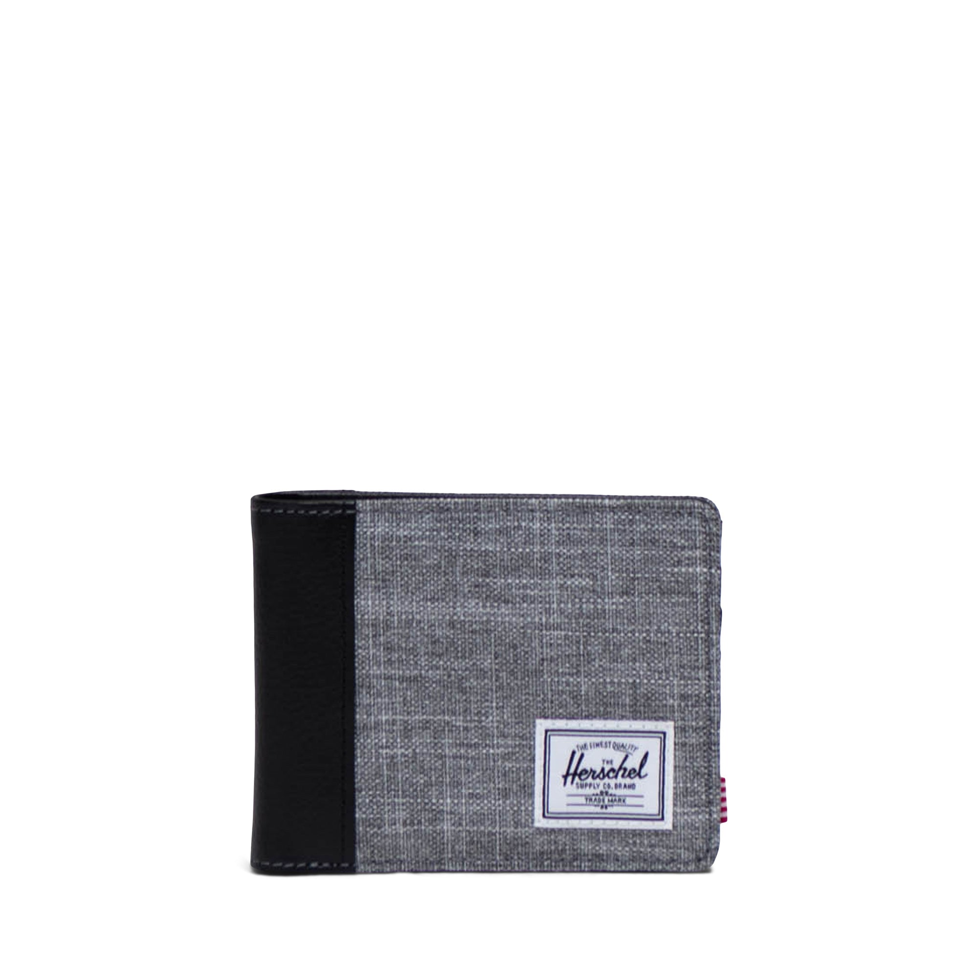 Herschel Hank Wallet RFID in Raven Crosshatch — front view # color_Raven Crosshatch